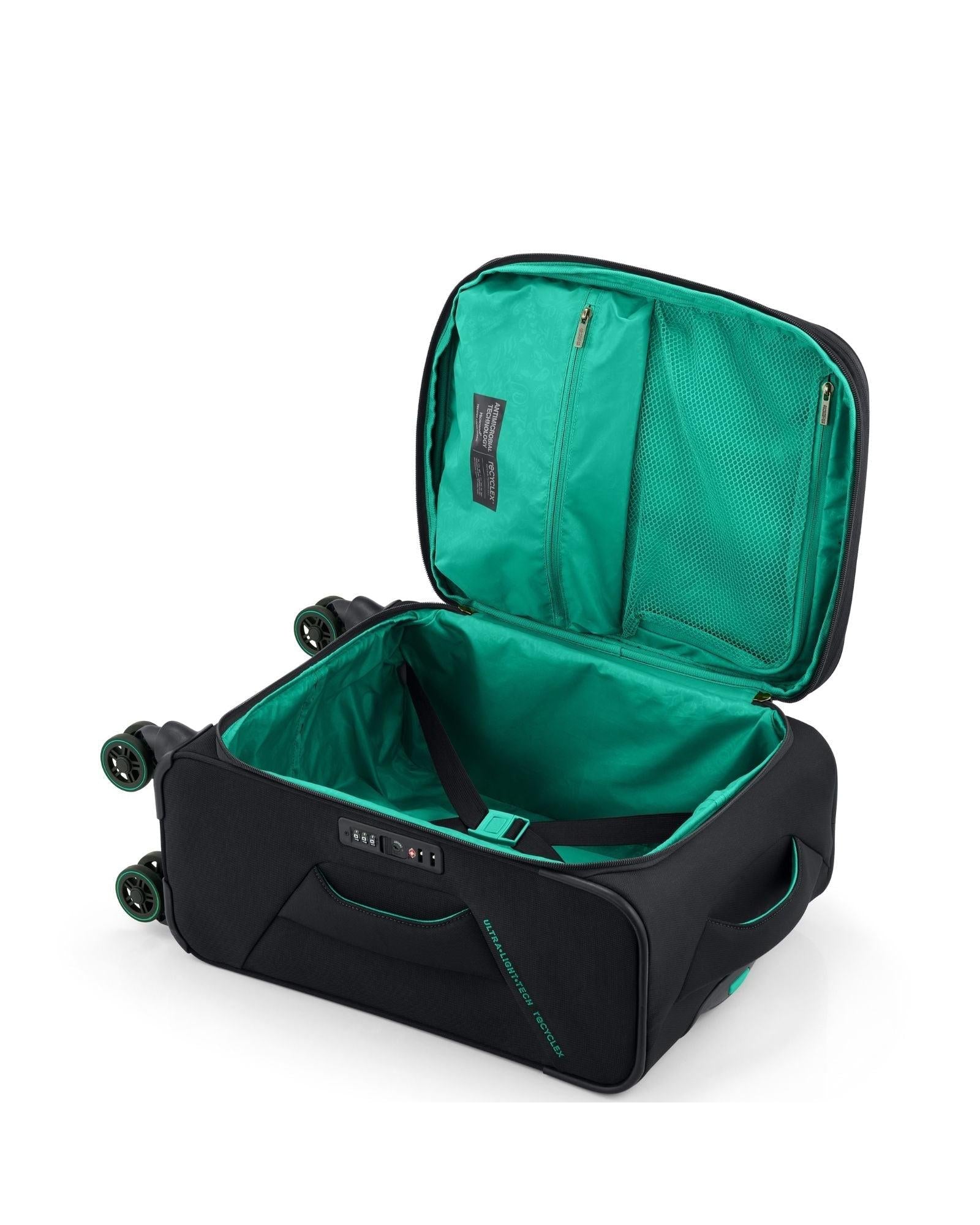 American Tourister Applite 5 Expandable Softside Carry-On Spinner Suitcase - 55cm - Black Interior Image 7