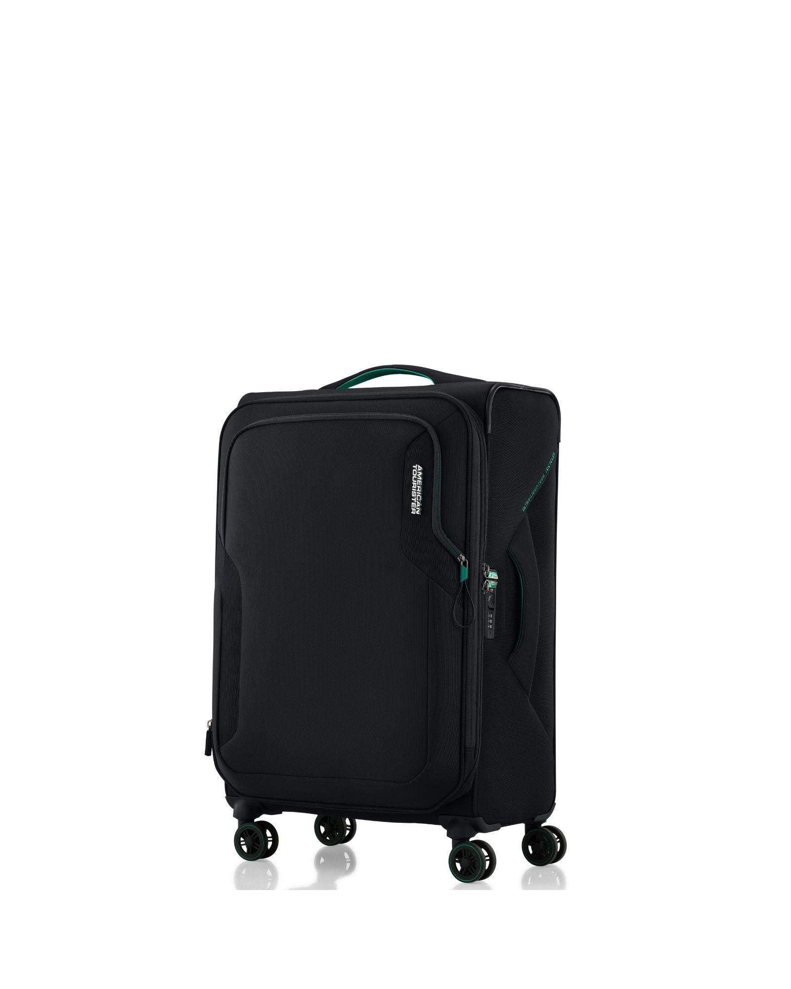 American Tourister Applite 5 Expandable Softside 3-Piece Spinner Luggage Set - Black Front Right Image 2