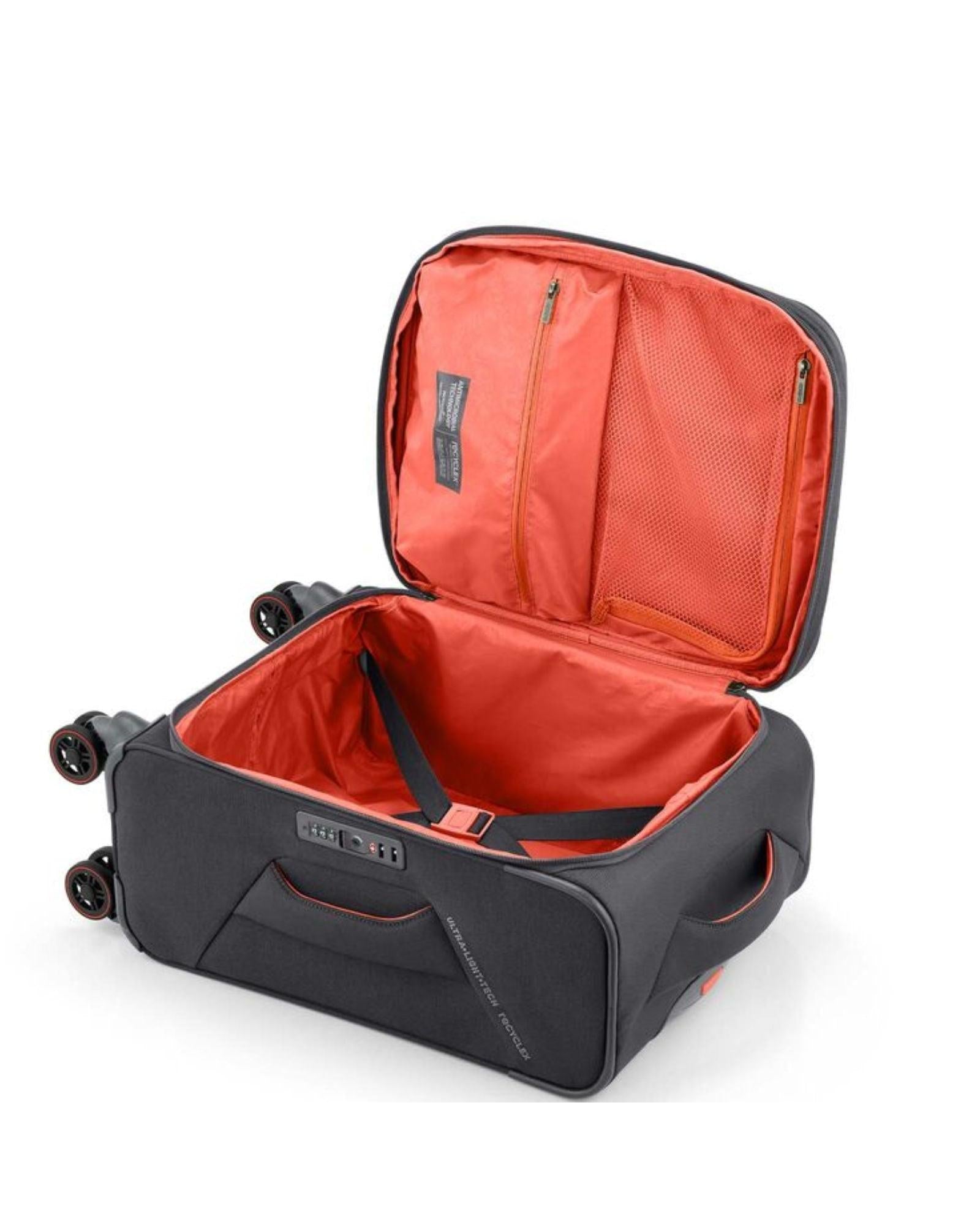 American Tourister Applite 5 Expandable Softside Carry-On Spinner Suitcase - 55cm - Grey Interior Image 5