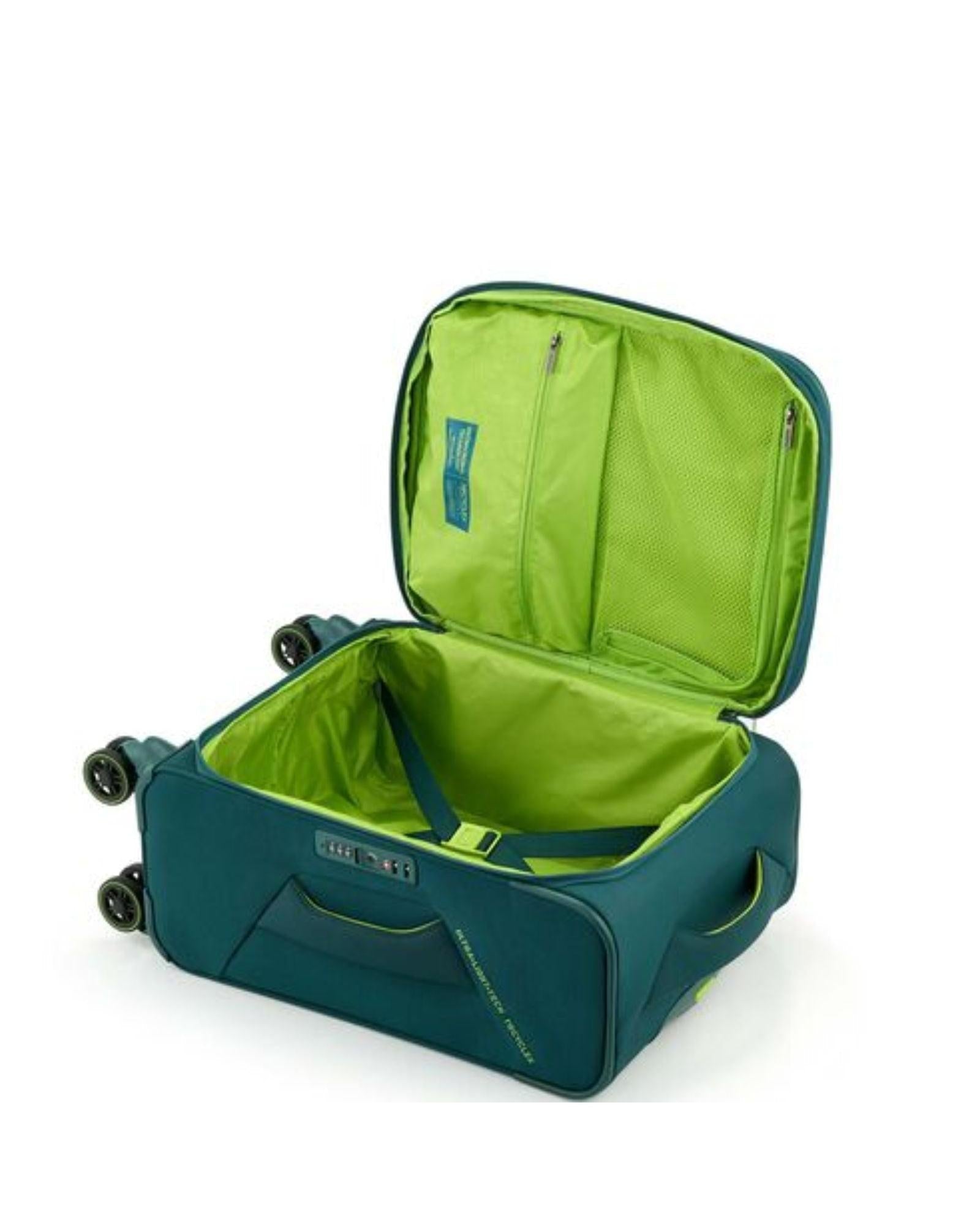 American Tourister Applite 5 Expandable Softside Carry-On Spinner Suitcase - 55cm - Varsity Green Interior Image 5