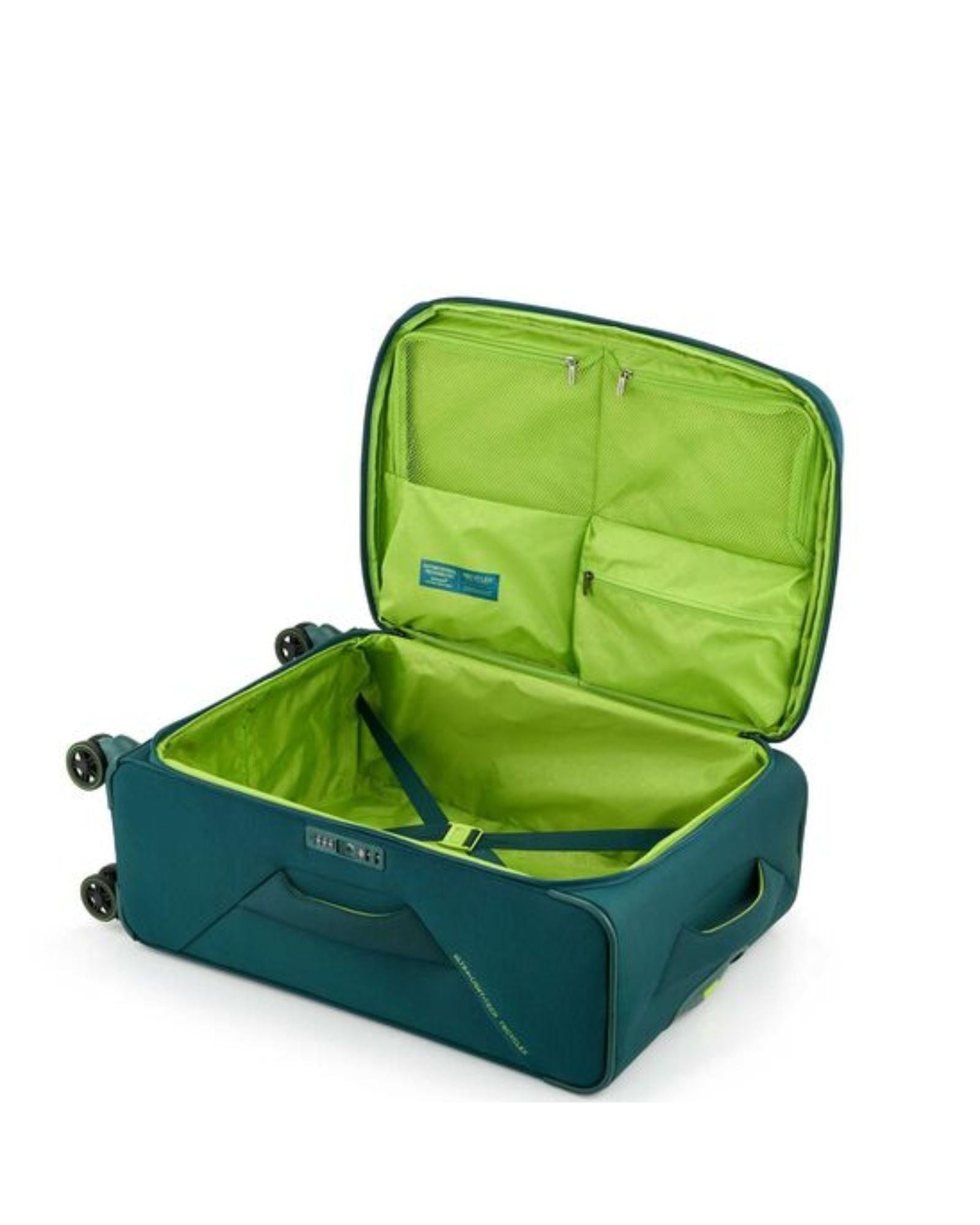 American Tourister Applite 5 Expandable Softside Medium Spinner Suitcase - 72cm - Varsity Green Interior Image 5