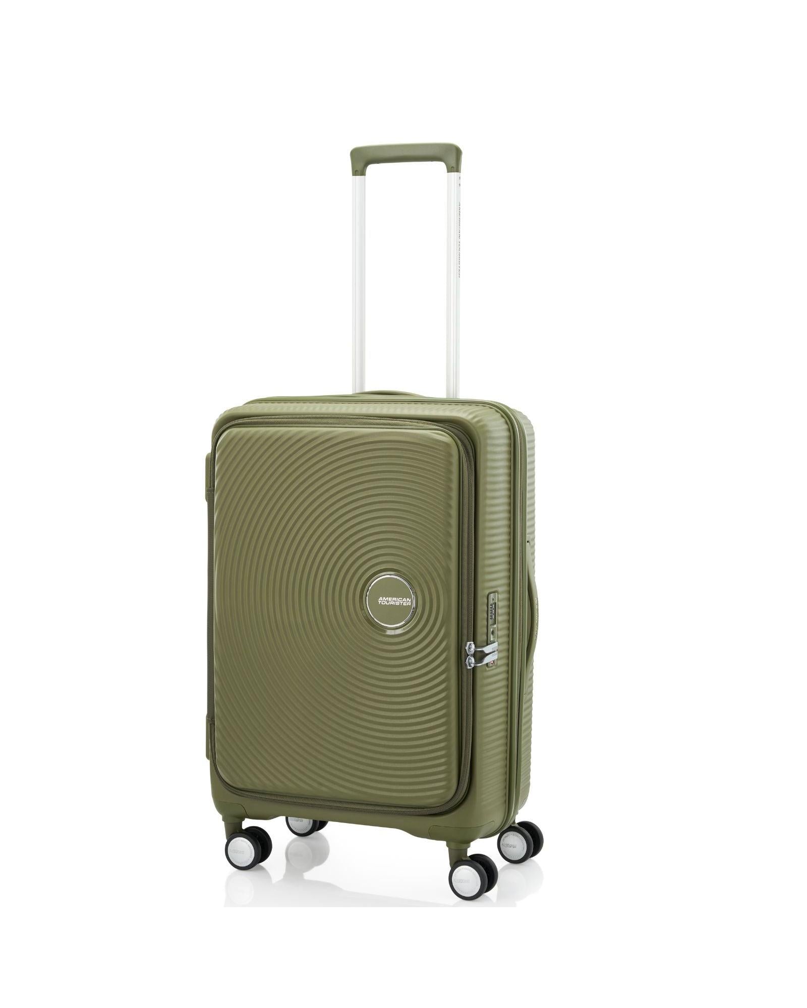 American Tourister Curio Book Opening Hardside Medium Spinner Suitcase - 68cm - Khaki Front Left Image 1