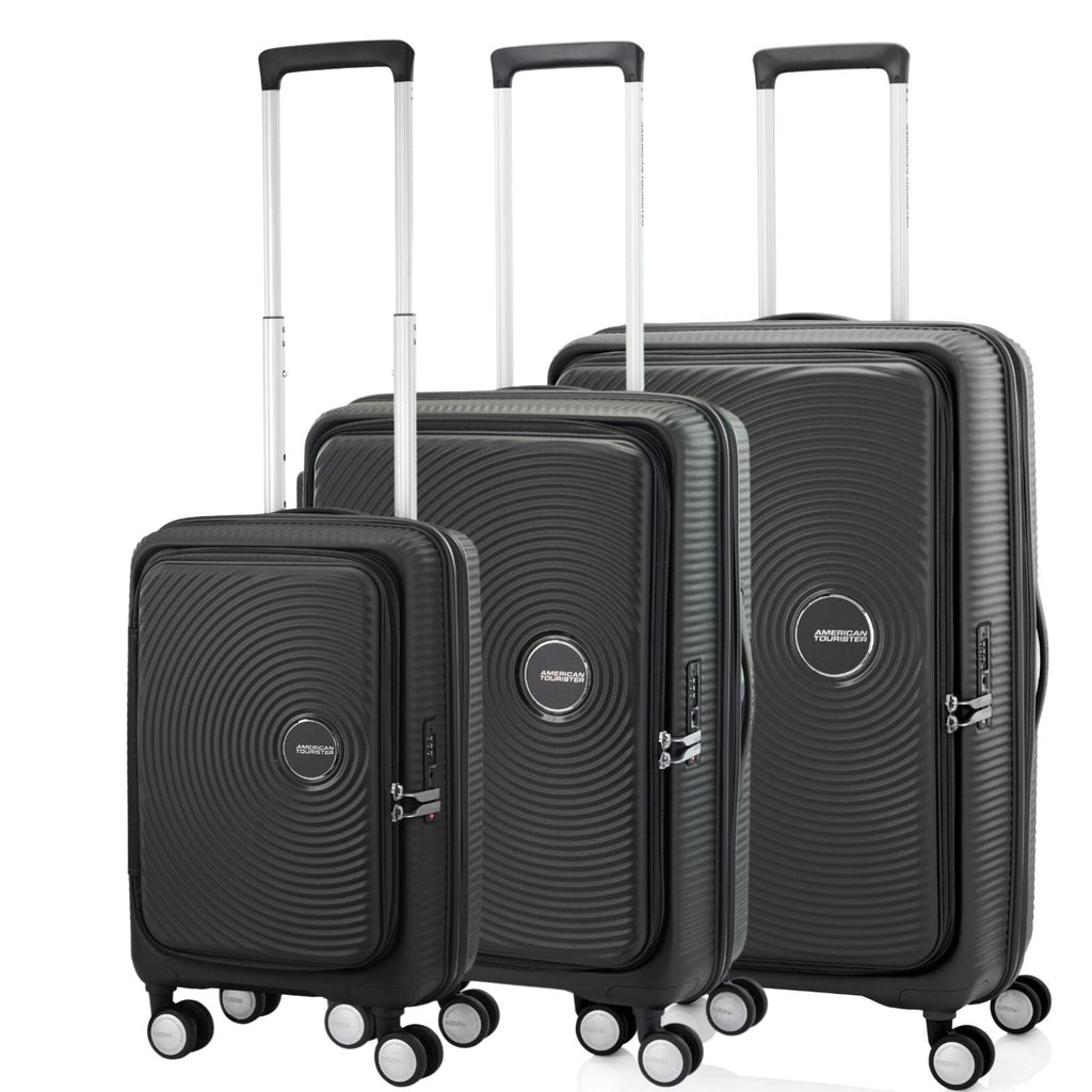 American Tourister Curio Book Opening Hardside 3-Piece Spinner Luggage Set - Black