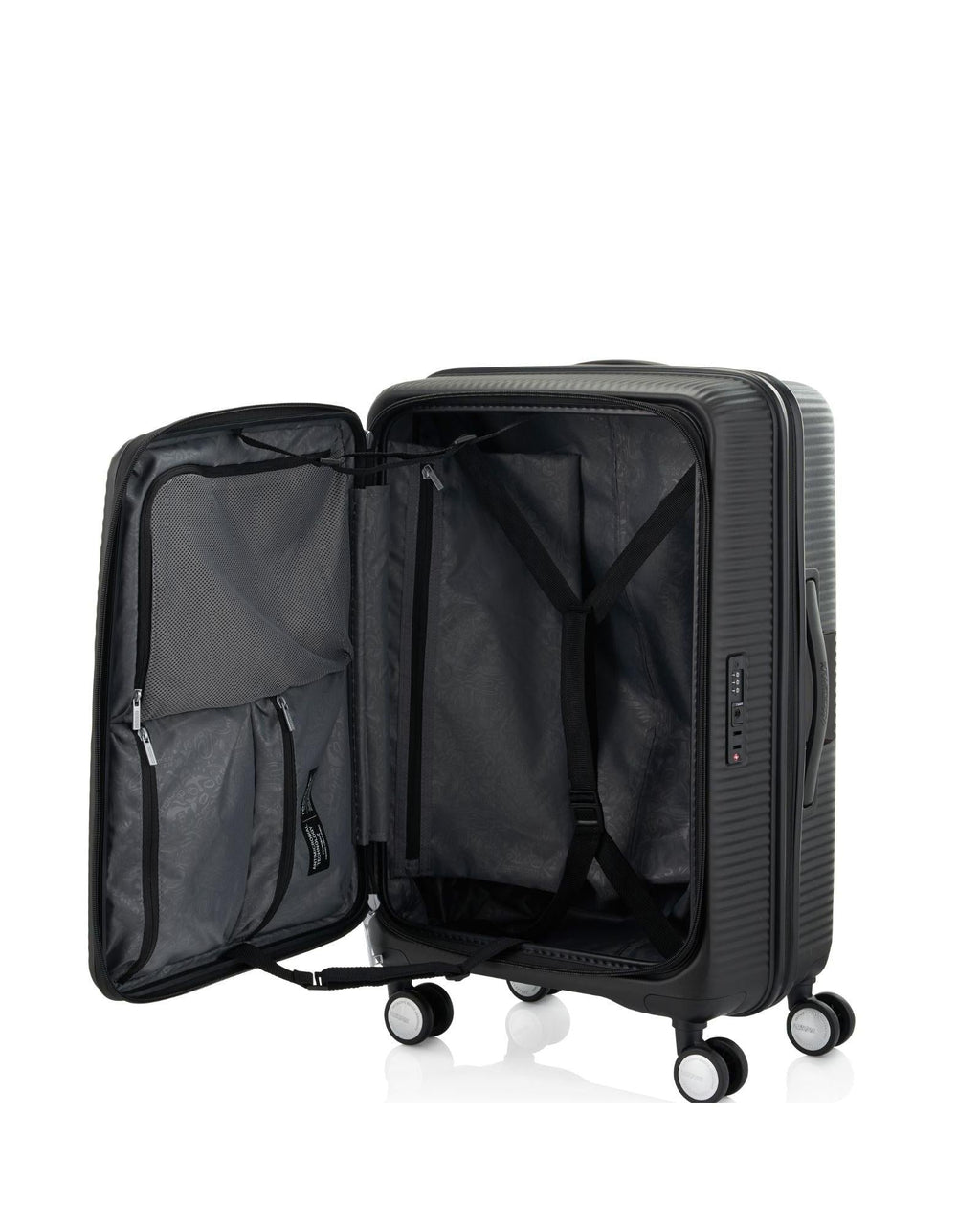 American Tourister Curio Book Opening Hardside Large Spinner Suitcase - 75cm - Black Interior Image 2