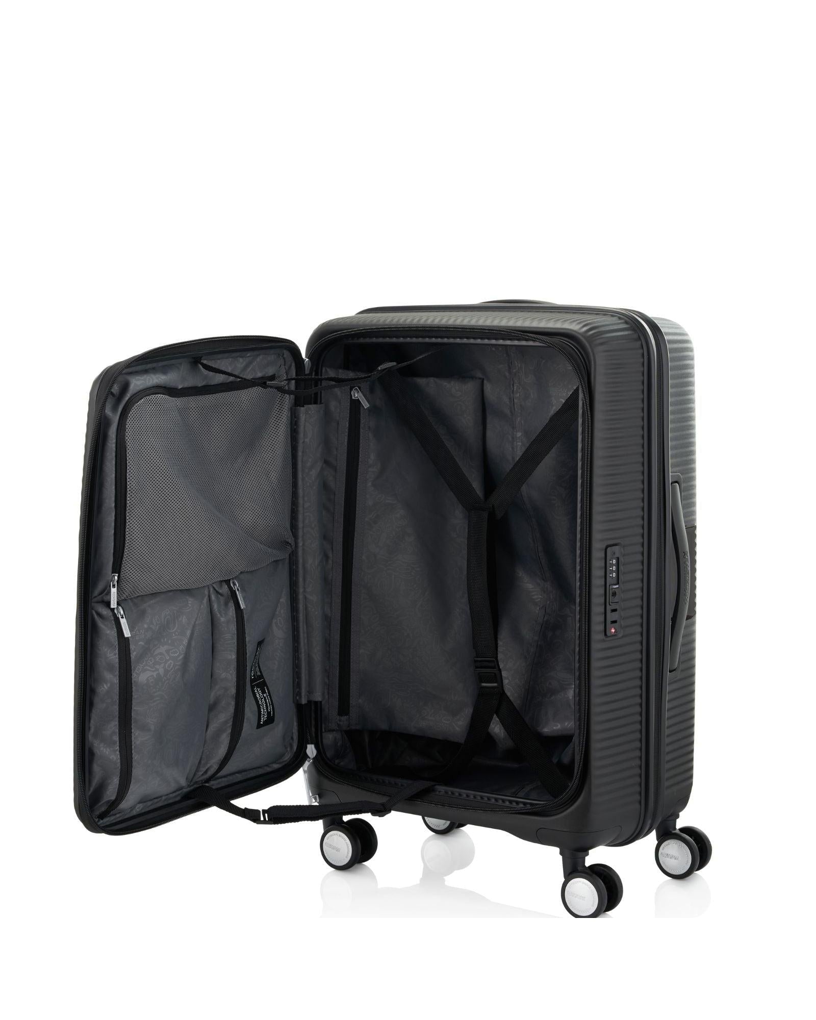 American Tourister Curio Book Opening Hardside Large Spinner Suitcase - 75cm - Black Interior Image 2