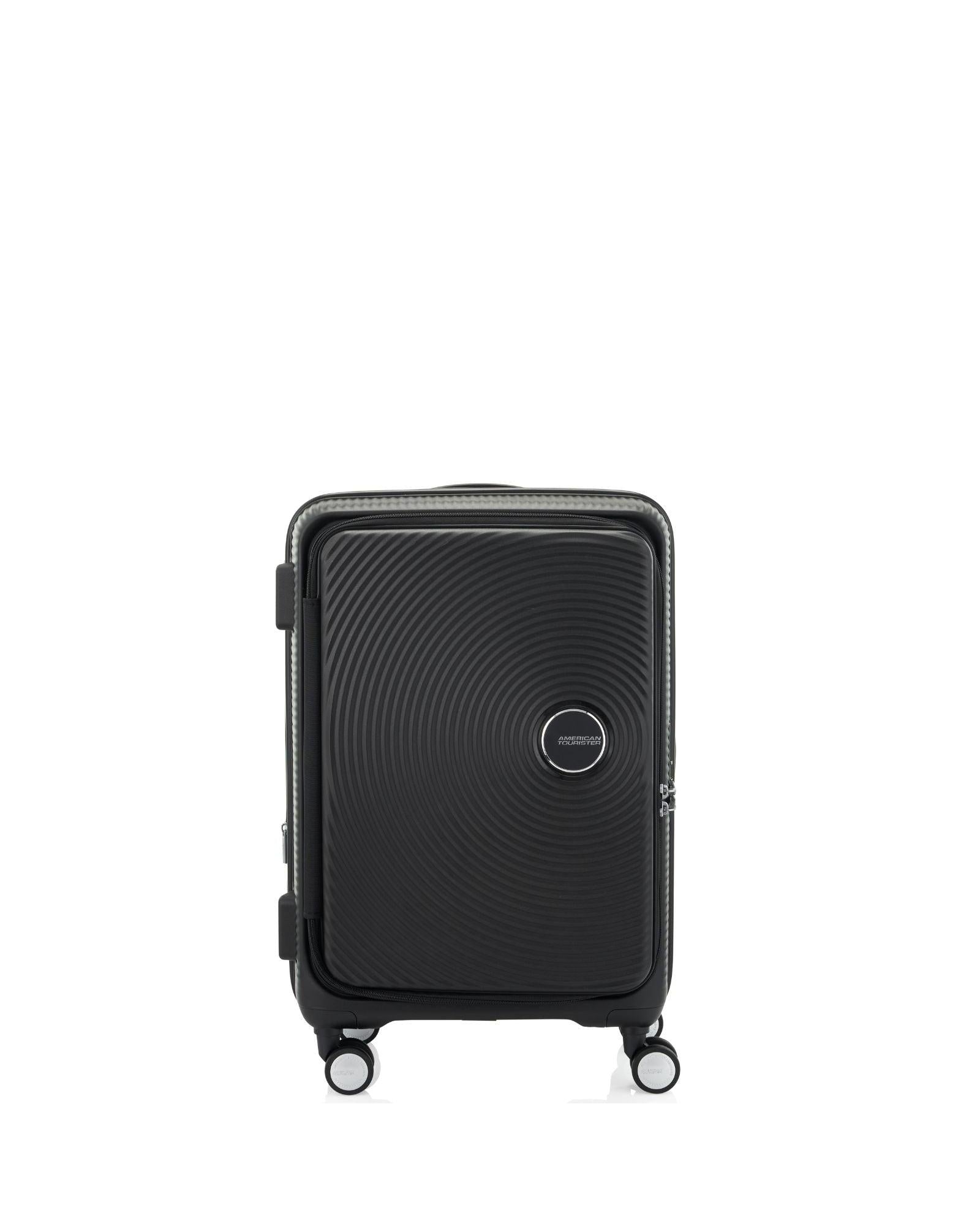 American Tourister Curio Book Opening Hardside Medium Spinner Suitcase - 68cm - Black Front Image 3