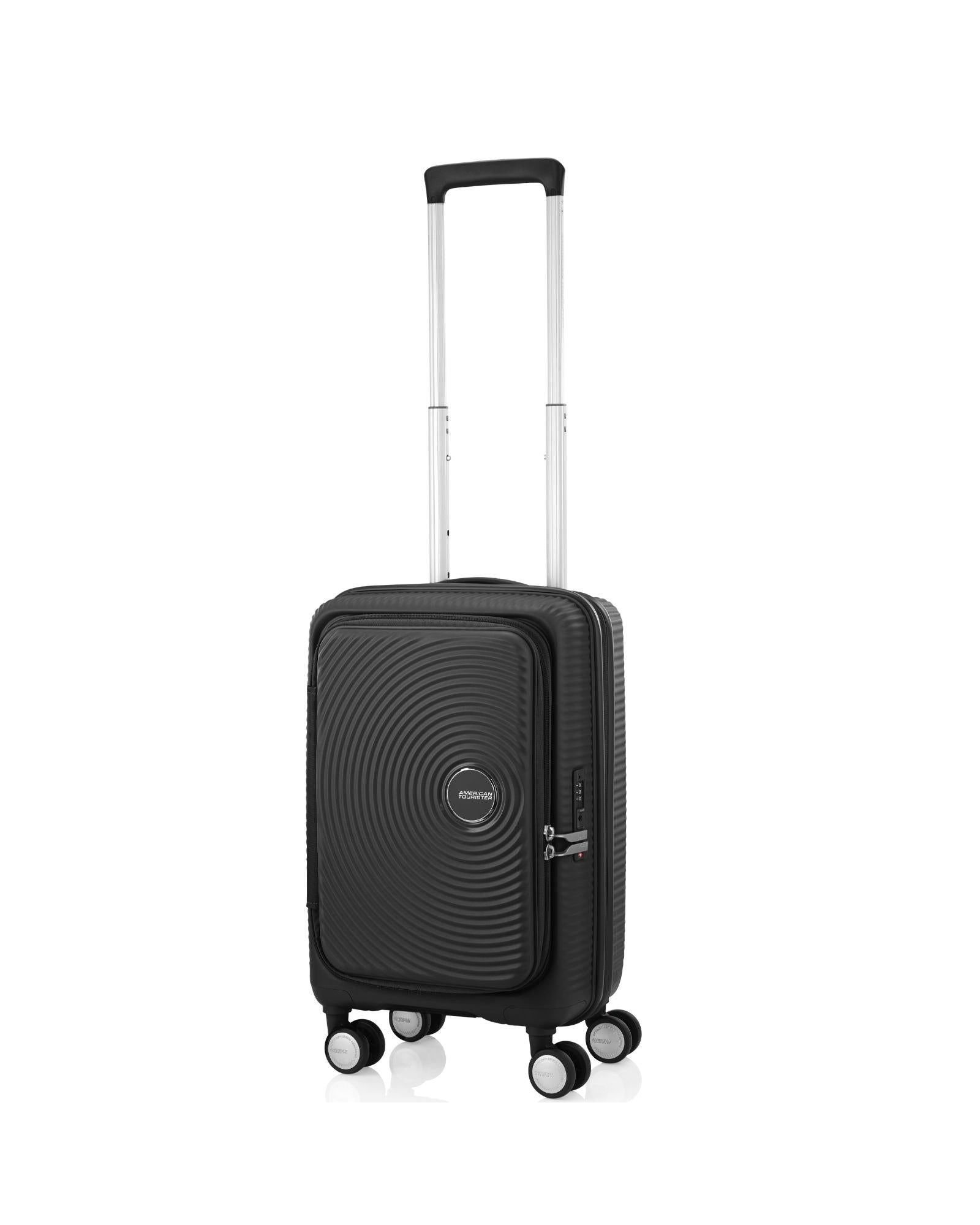 American Tourister Curio Book Opening Hardside Carry-On Spinner Suitcase - 55cm - Black Front Left Image 1