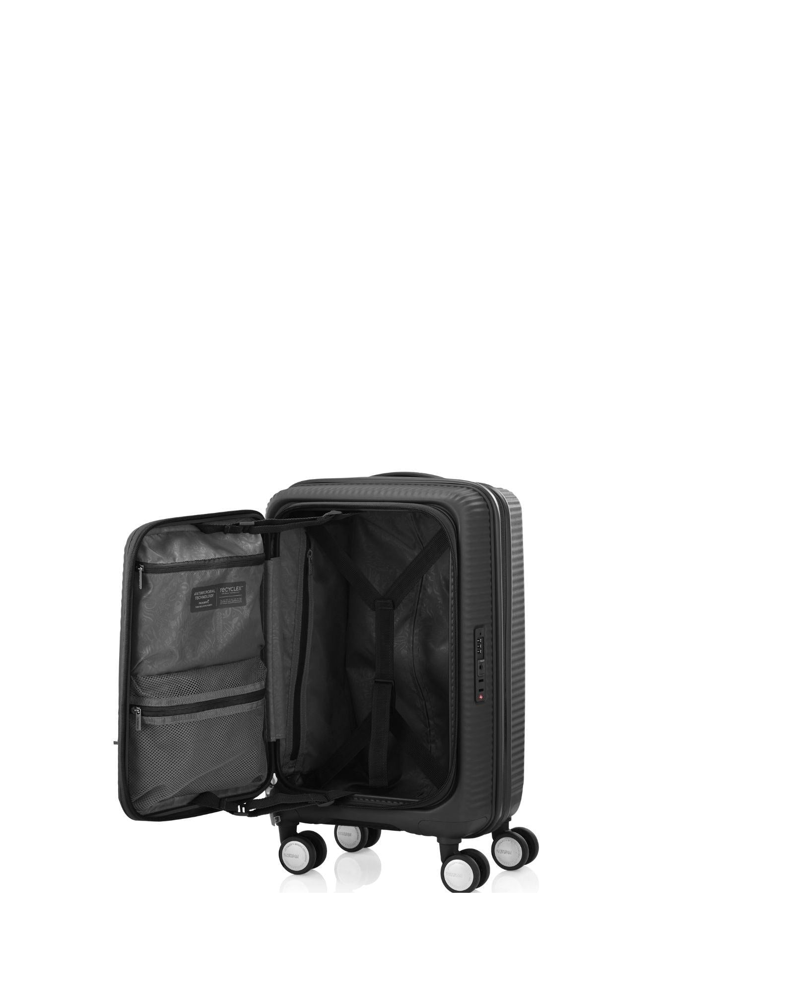 American Tourister Curio Book Opening Hardside Carry-On Spinner Suitcase - 55cm - Black Interior Image 2