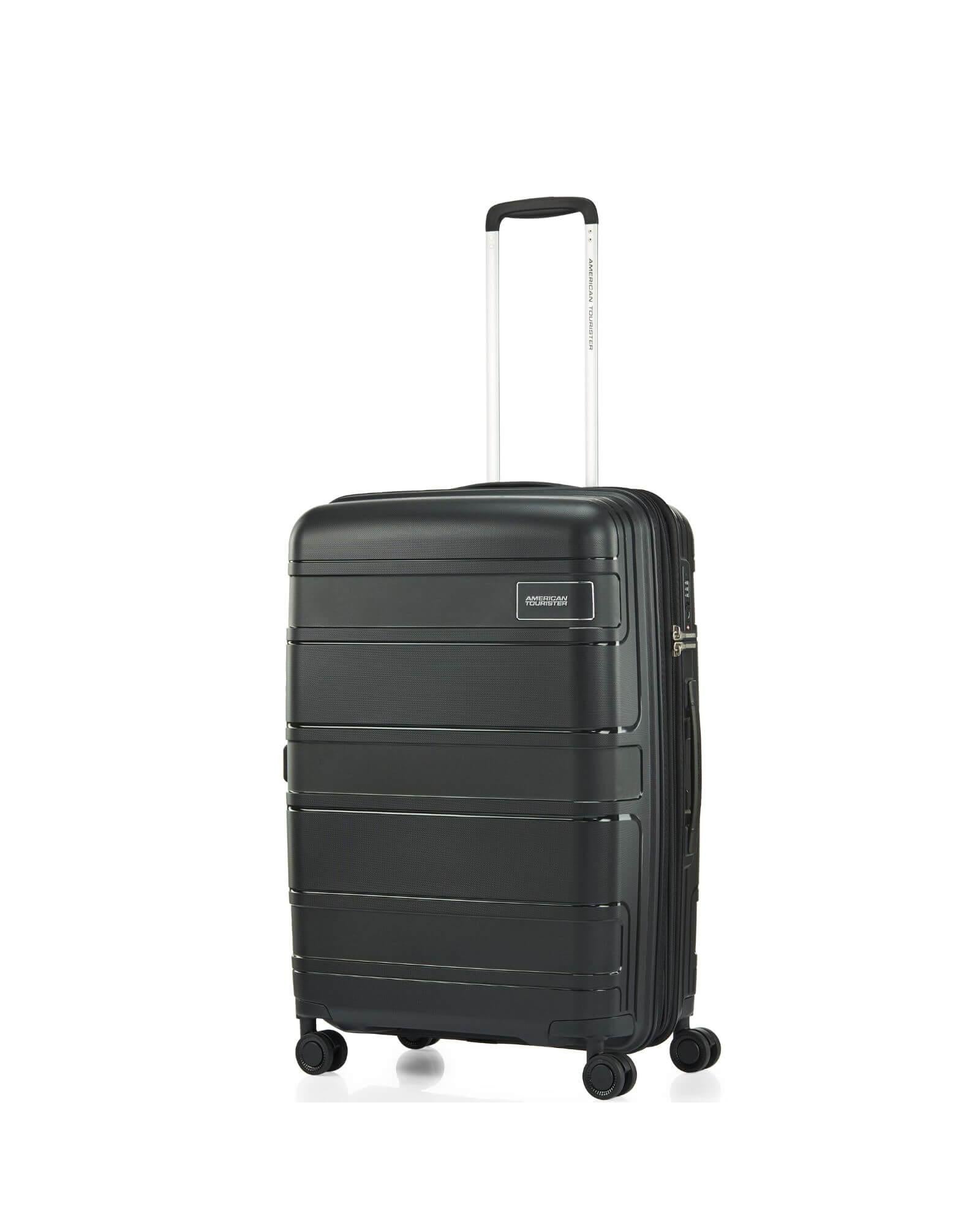 American Tourister Light Max Hardside Medium Spinner Suitcase - 69cm - Black Front Left Image 1