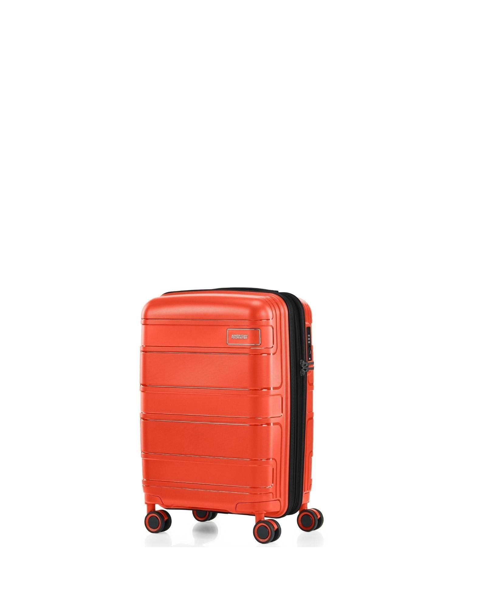 American Tourister Light Max Hardside Carry-On Spinner Suitcase - 55cm - Flame Orange Front Left Image 2