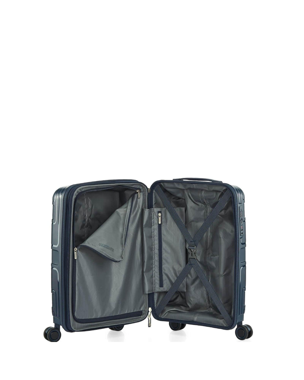 American Tourister Light Max Hardside Carry-On Spinner Suitcase - 55cm - Navy Interior Image 5