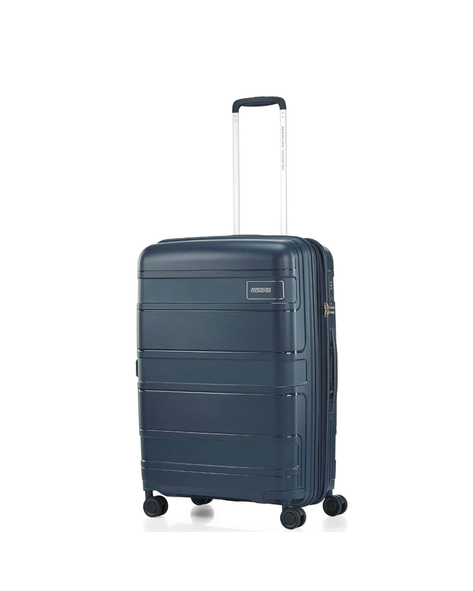 American Tourister Light Max Hardside Medium Spinner Suitcase - 69cm - Navy Front Left Image 1