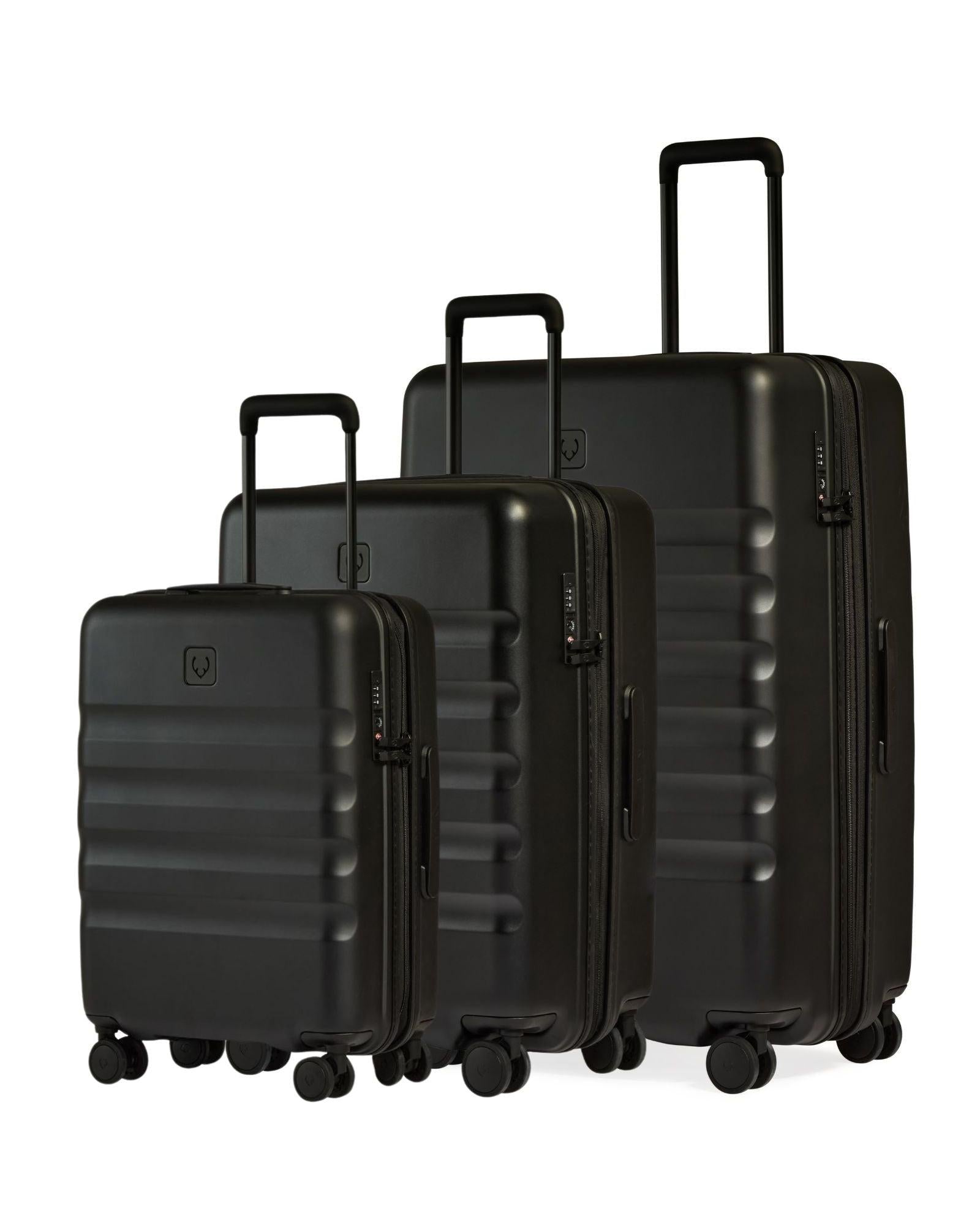 Antler Icon Stripe Expandable Hardside 3-Piece Spinner Luggage Set - Black Front Right Image 1