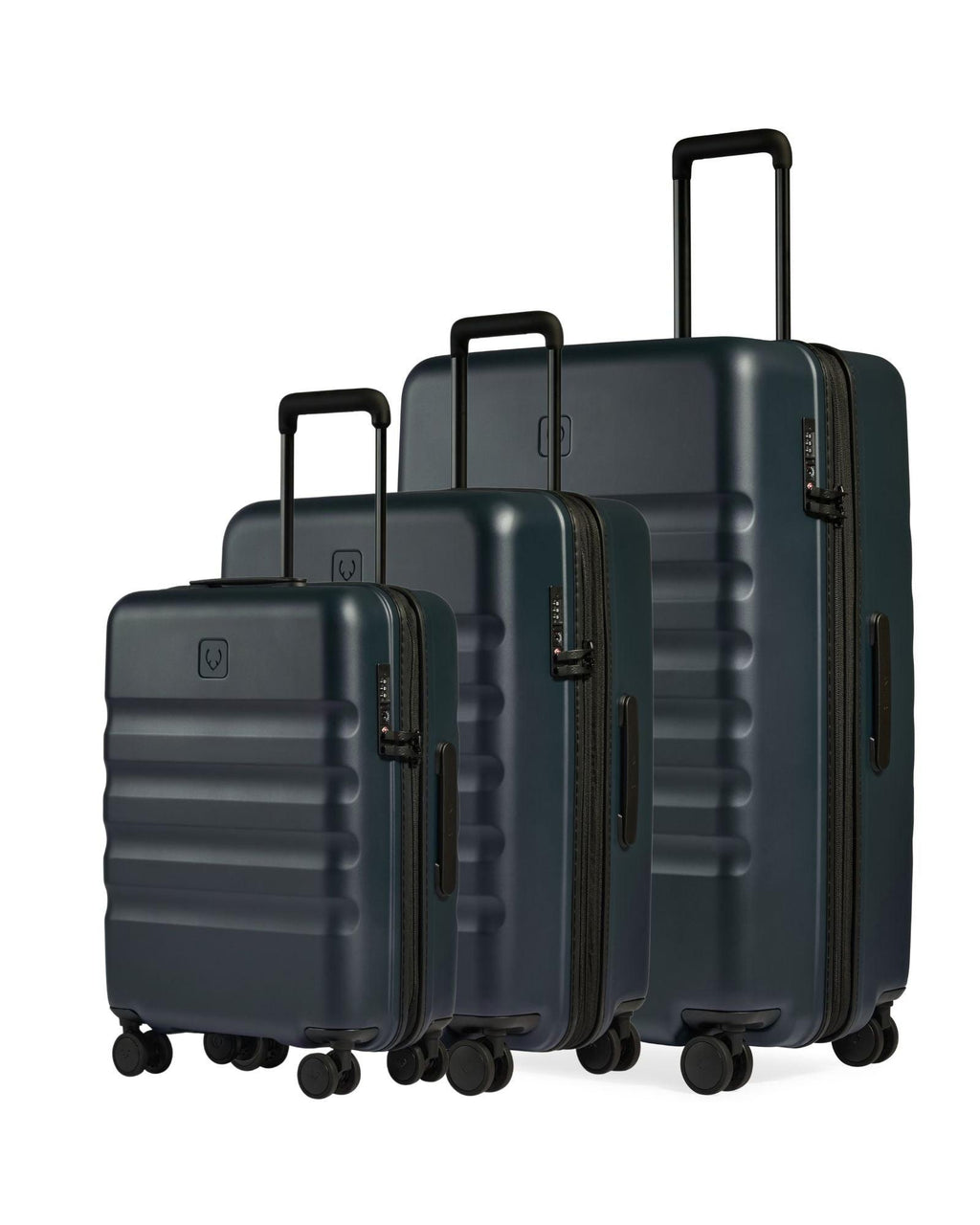 Antler Icon Stripe Expandable Hardside 3-Piece Spinner Luggage Set - Indigo Blue Front Right Image 1