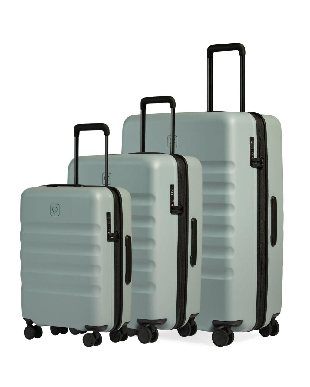 Antler Icon Stripe Expandable Hardside 3-Piece Spinner Luggage Set - Mist Blue Front Right Image 1