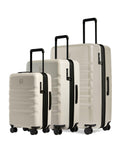 antlersuitcase Icon Stripe Expandable Hardside 3-Piece Spinner Luggage Set - Taupe Front Right Image 1