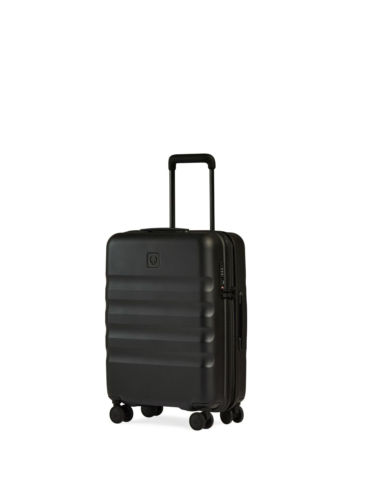 Antler Icon Stripe Expandable Hardside Carry-On Spinner Suitcase - 55cm - Black Front Right Image 1