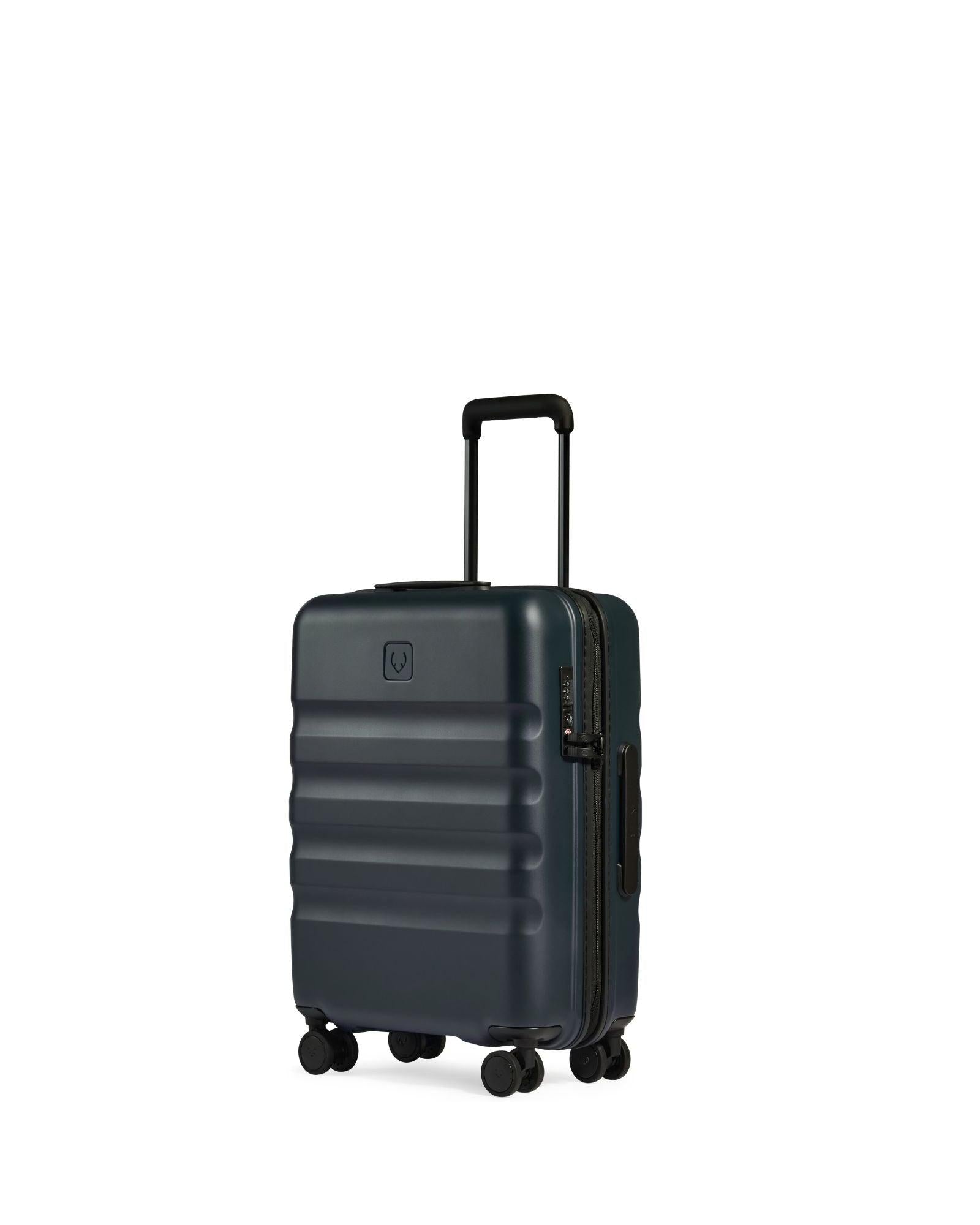 Antler Icon Stripe Expandable Hardside Carry-On Spinner Suitcase - 55cm - Indigo Blue Front Right Image 1
