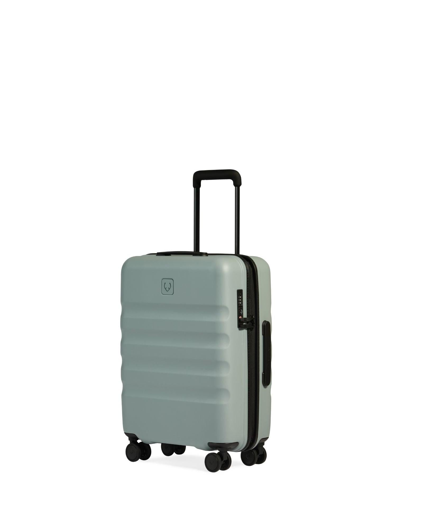 Antler Icon Stripe Expandable Hardside Carry-On Spinner Suitcase - 55cm - Mist Blue Front Right Image 1