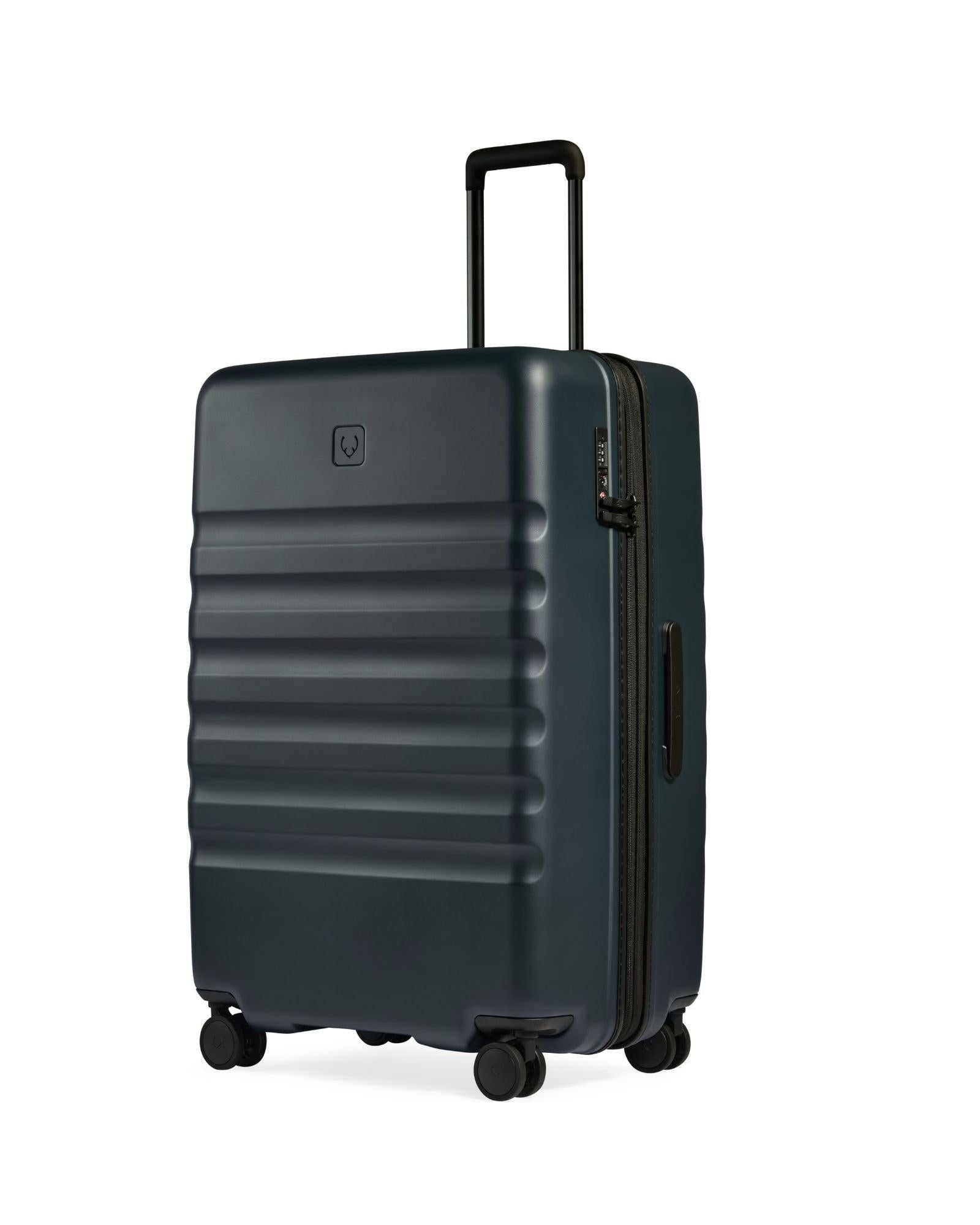 Antler Icon Stripe Expandable Hardside Large Spinner Suitcase - 78cm - Indigo Blue Front Right Image 1