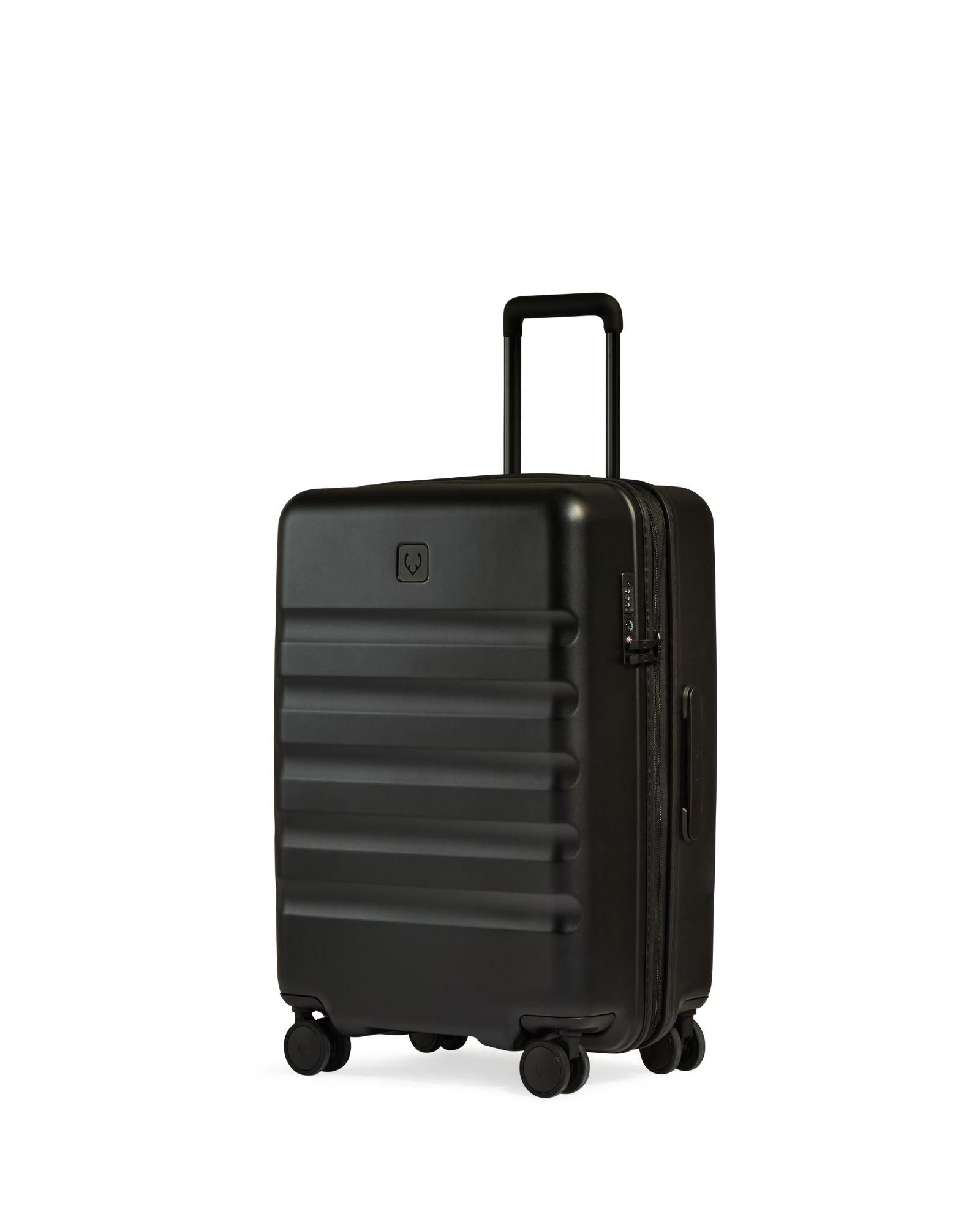 Antler Icon Stripe Expandable Hardside Medium Spinner Suitcase - 66cm - Black Front Right Image 1