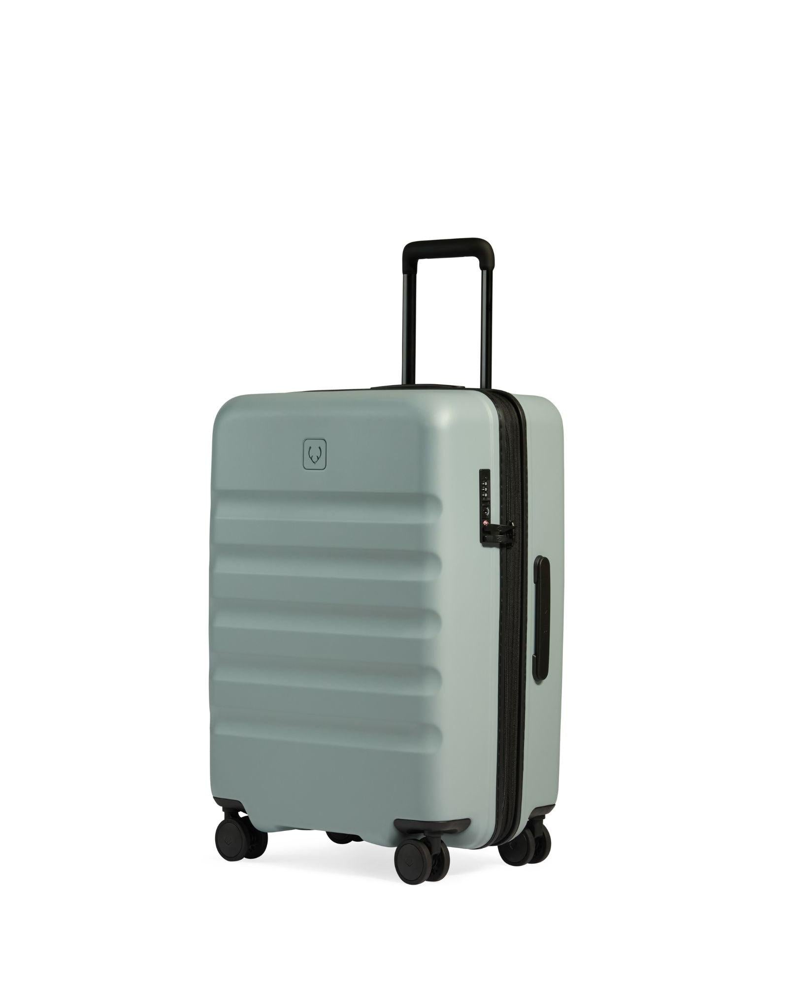 Antler Icon Stripe Expandable Hardside Medium Spinner Suitcase - 66cm - Mist Blue Front Right Image 1