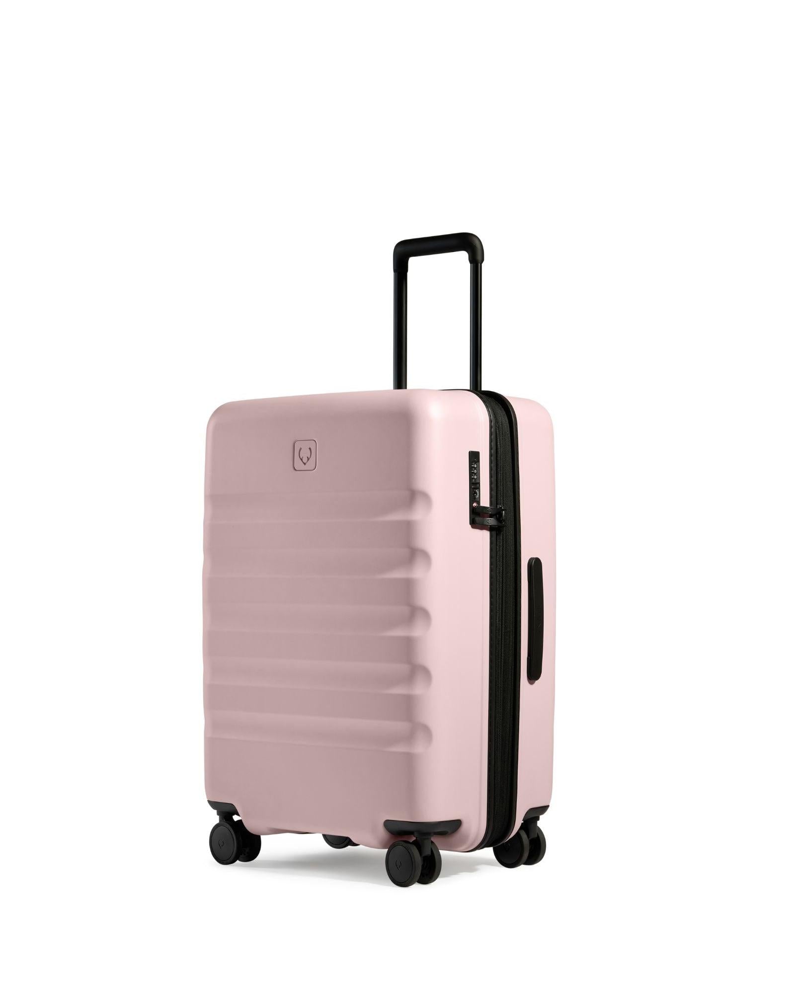 Antler Icon Stripe Expandable Hardside Medium Spinner Suitcase - 66cm - Moorland Pink Front Right Image 1