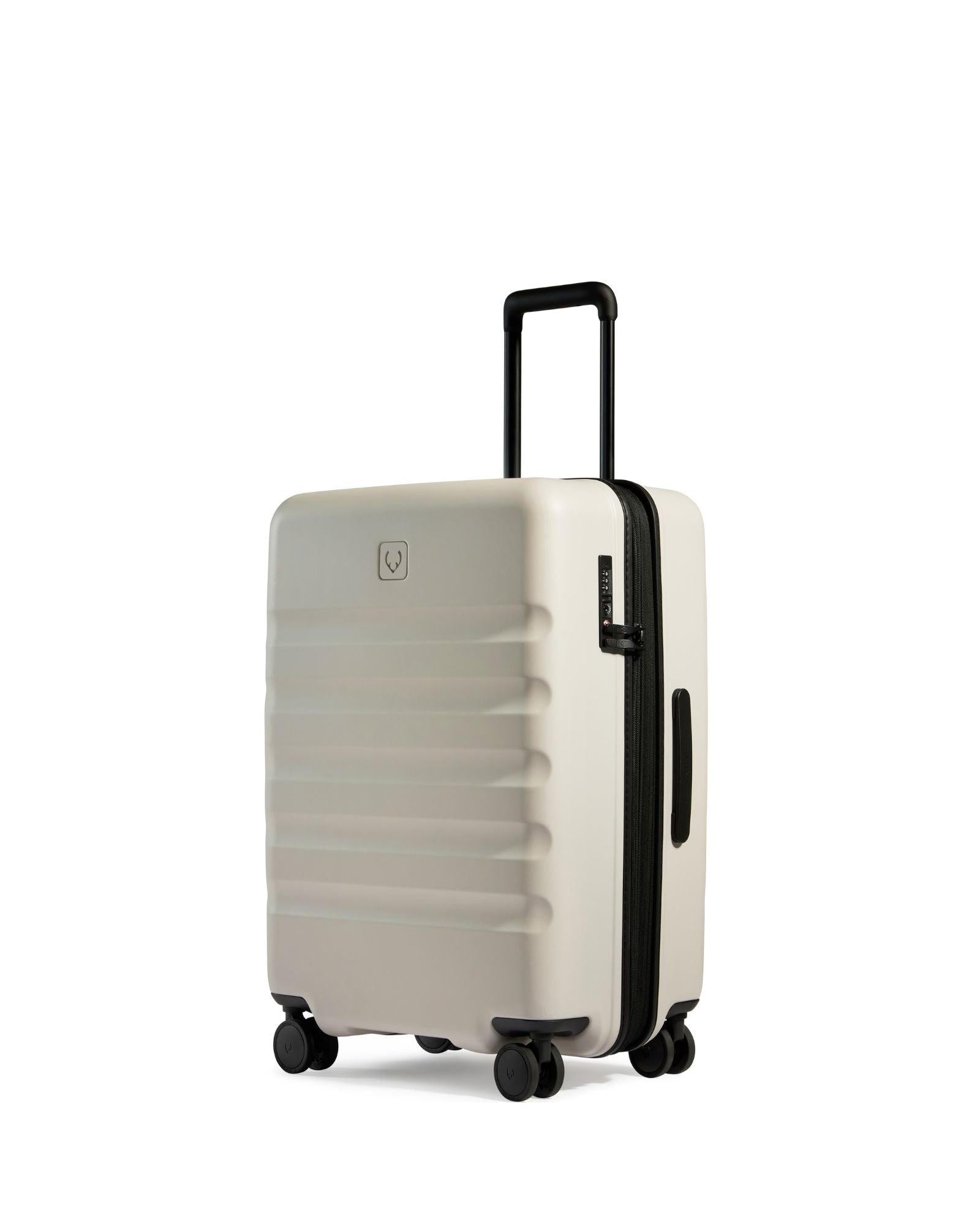 Antler Icon Stripe Expandable Hardside Medium Spinner Suitcase - 66cm - Taupe Front Right Image 1