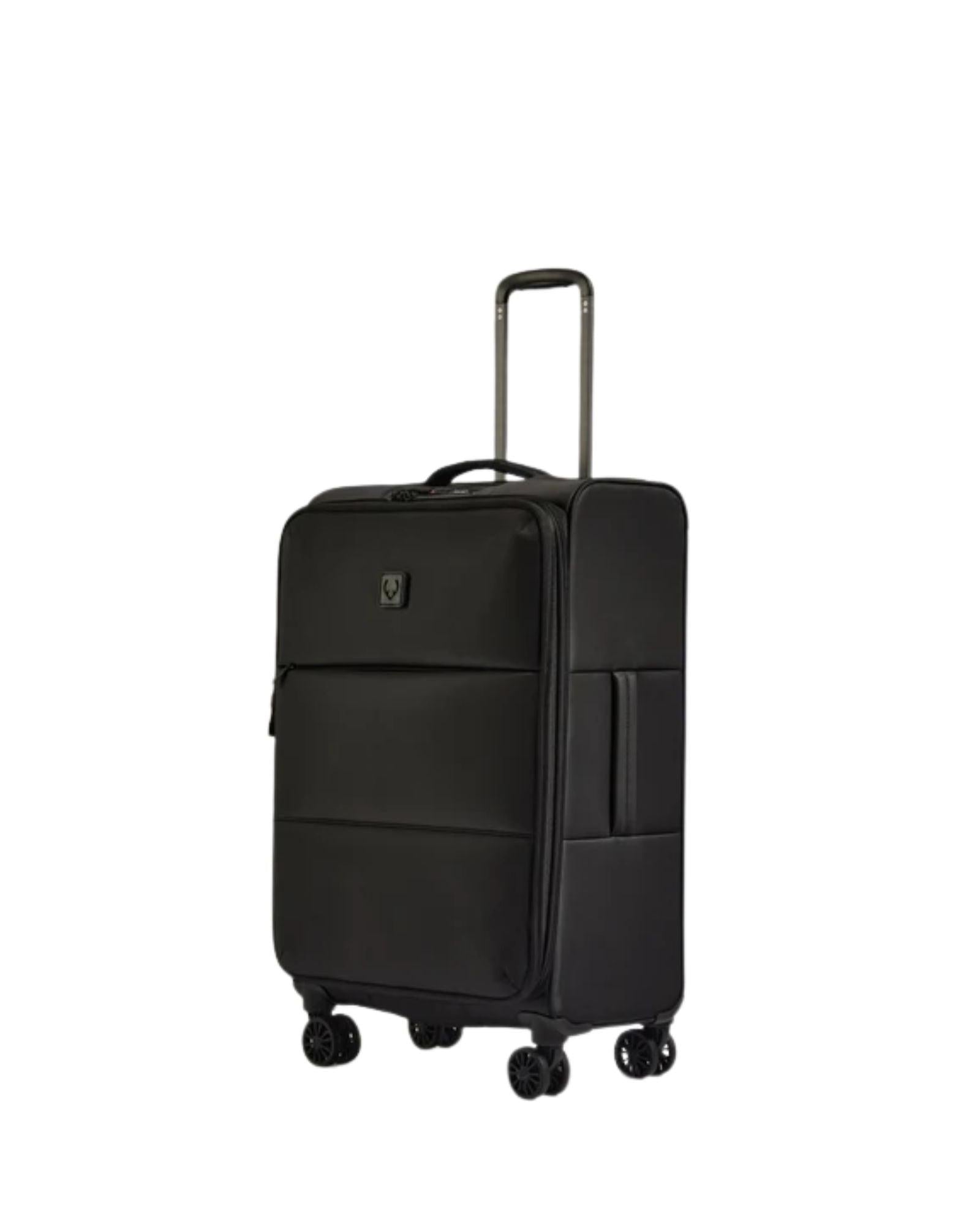 antlersuitcase Soft Stripe 2.0 Expandable Softside Medium Spinner Suitcase - 69cm - Black Front Right Image 1