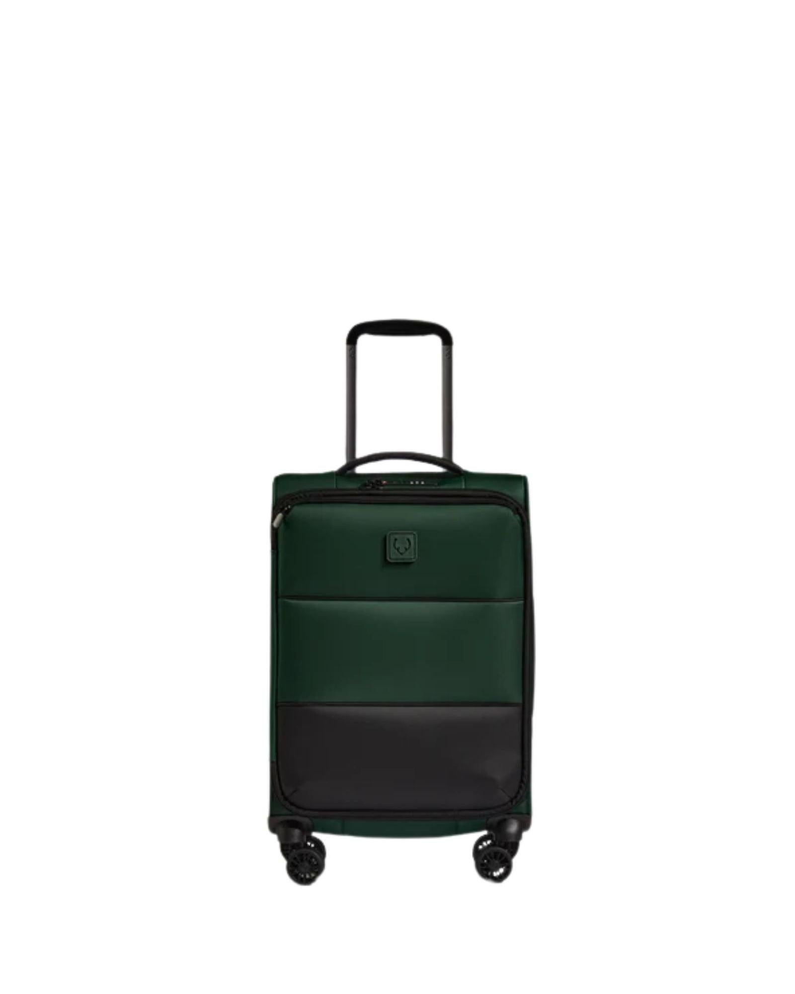 Antler Soft Stripe 2.0 Expandable Softside Carry-On Spinner Suitcase - 55cm - Green Front Image 3