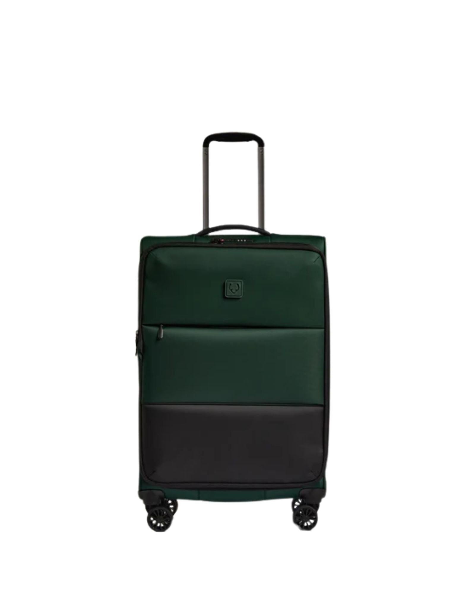 Antler Soft Stripe 2.0 Expandable Softside Medium Spinner Suitcase - 69cm - Green Front Image 3