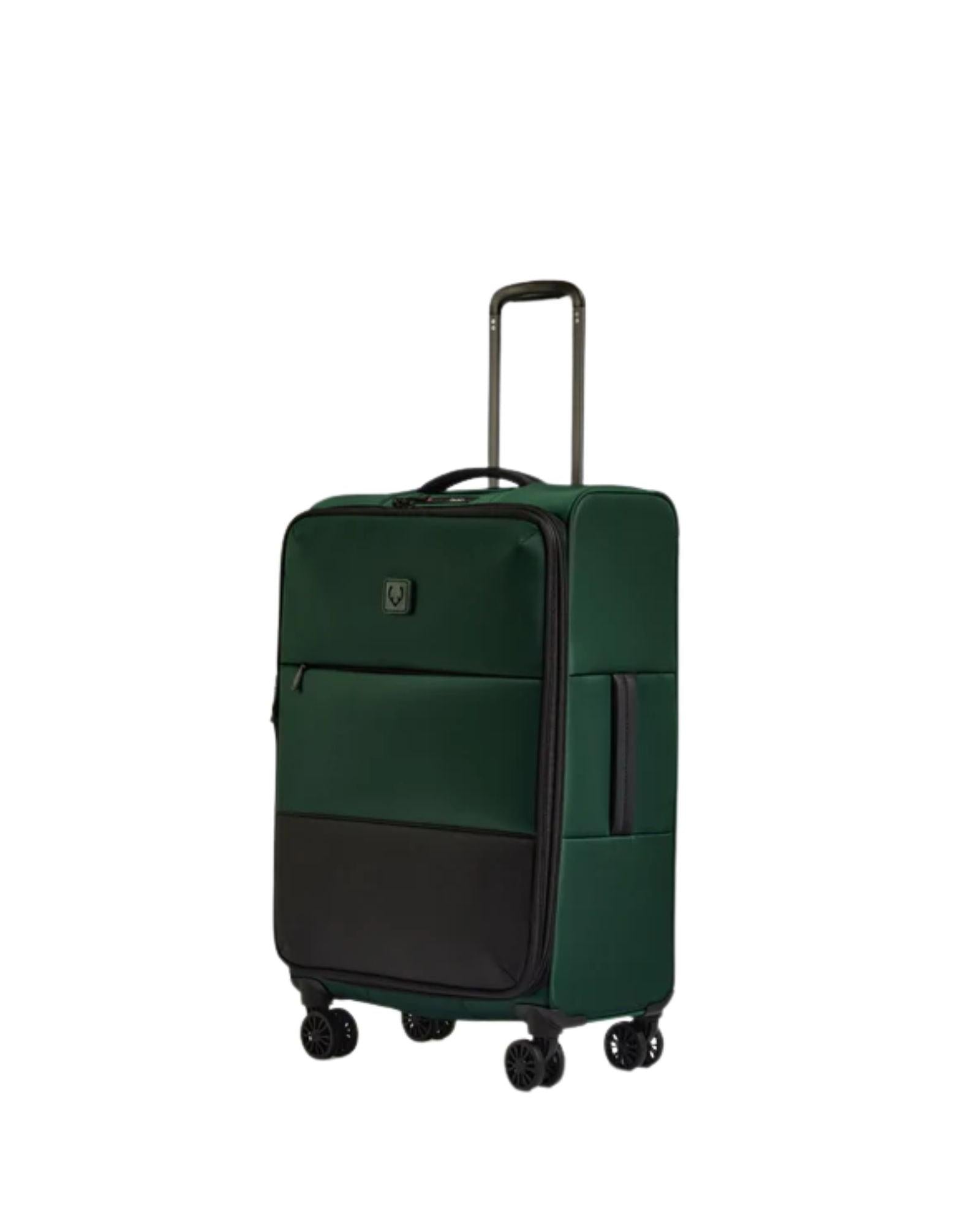 antlersuitcase Soft Stripe 2.0 Expandable Softside Medium Spinner Suitcase - 69cm - Green Front Right Image 1