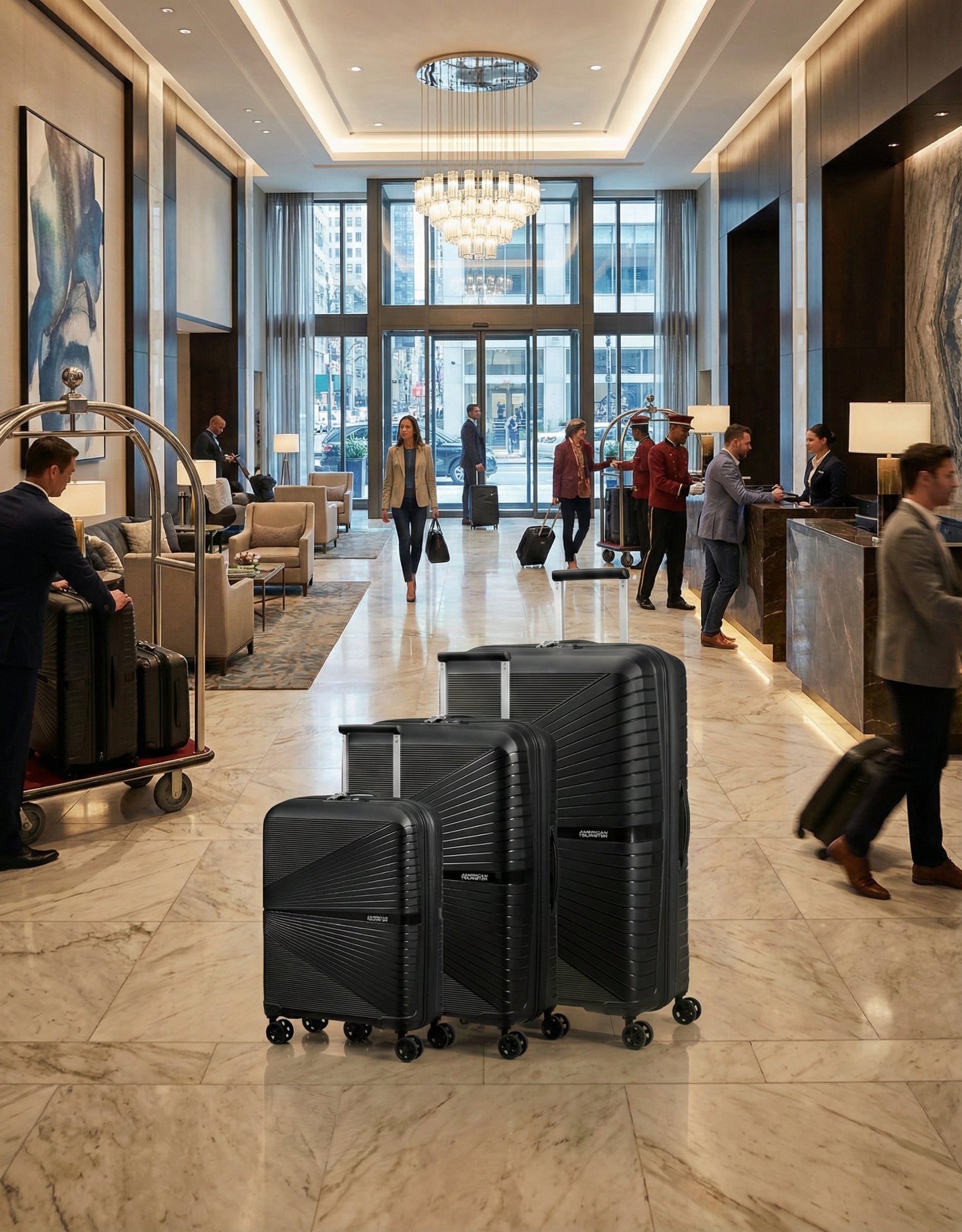 American Tourister Airconic Lightweight Hardside 3-Piece Spinner Luggage Set - Onyx Black Image 8