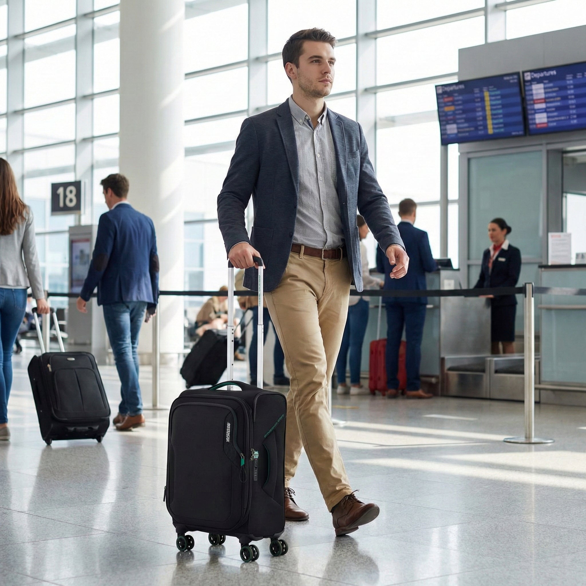 American Tourister Applite 5 Expandable Softside Carry-On Spinner Suitcase - 55cm - Black Image 11