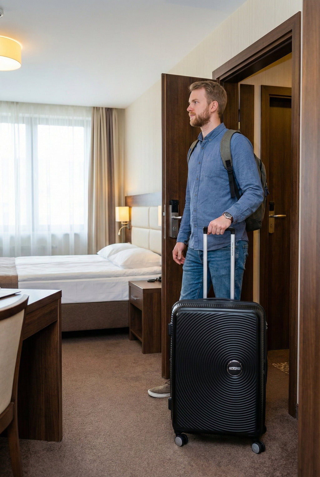 American Tourister Curio 2 Expandable Hardside Large Spinner Suitcase - 80cm - Black Image 7