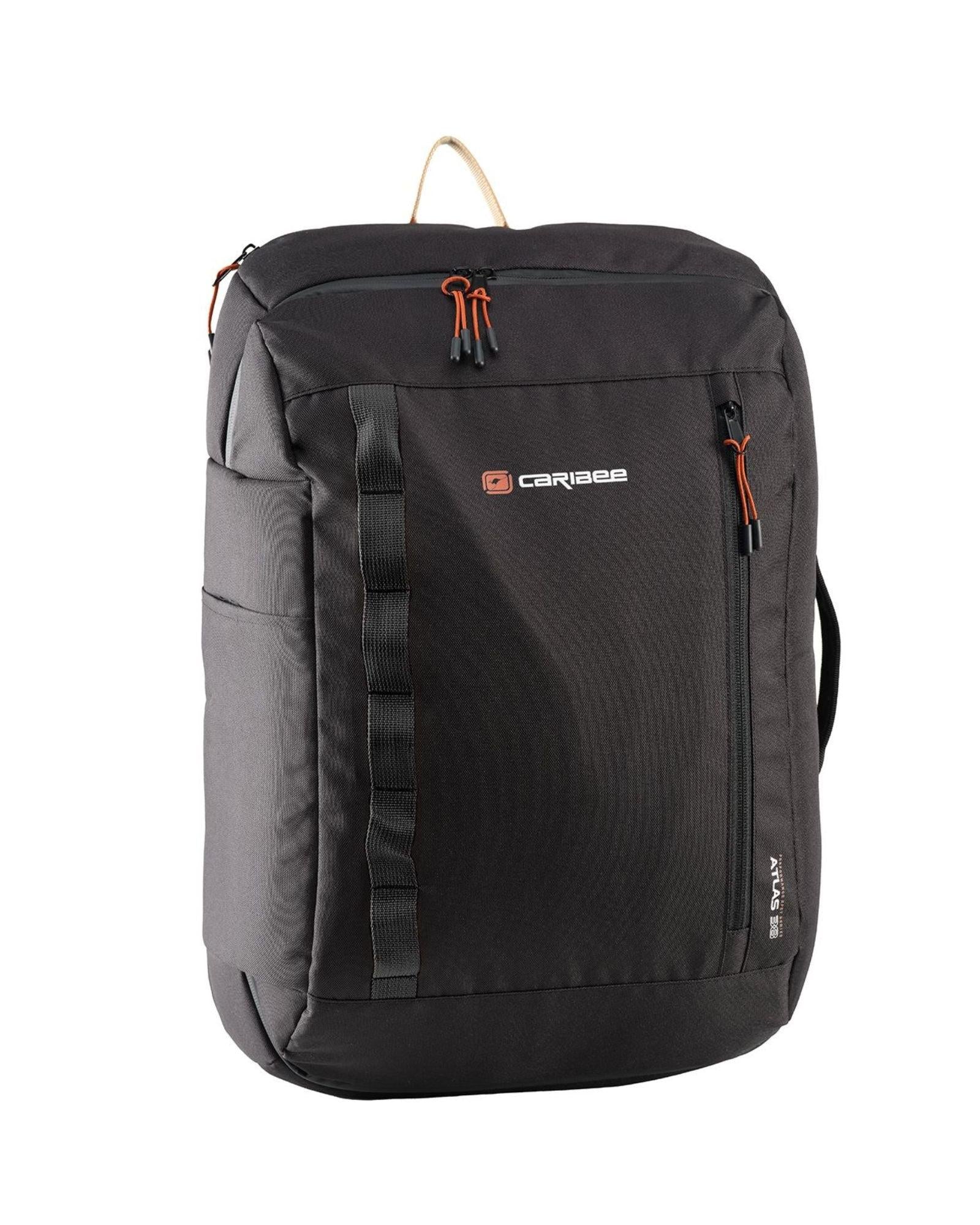 Caribee Atlas RPET Carry-On Backpack - 38L - Black Front Image 1