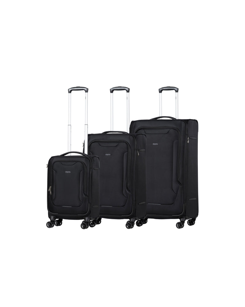 Delphin Caspian 2 Softside 3-Piece Spinner Luggage Set - Black