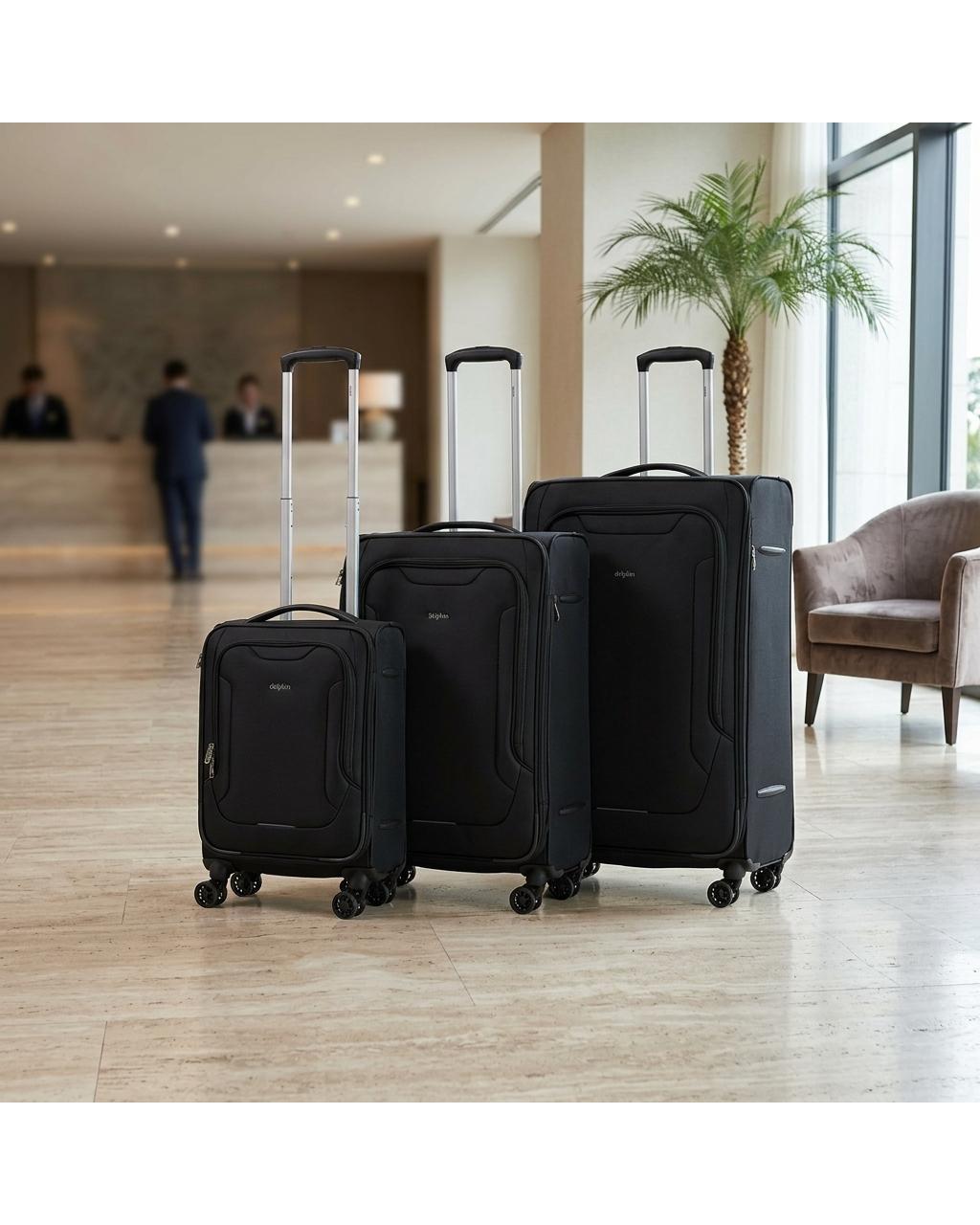 Delphin Caspian 2 Softside 3-Piece Spinner Luggage Set - Black
