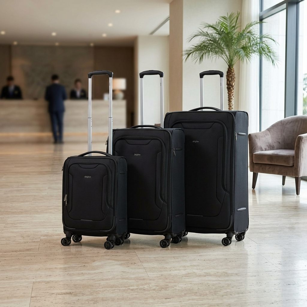 Delphin Caspian 2 Softside 3-Piece Spinner Luggage Set - Black