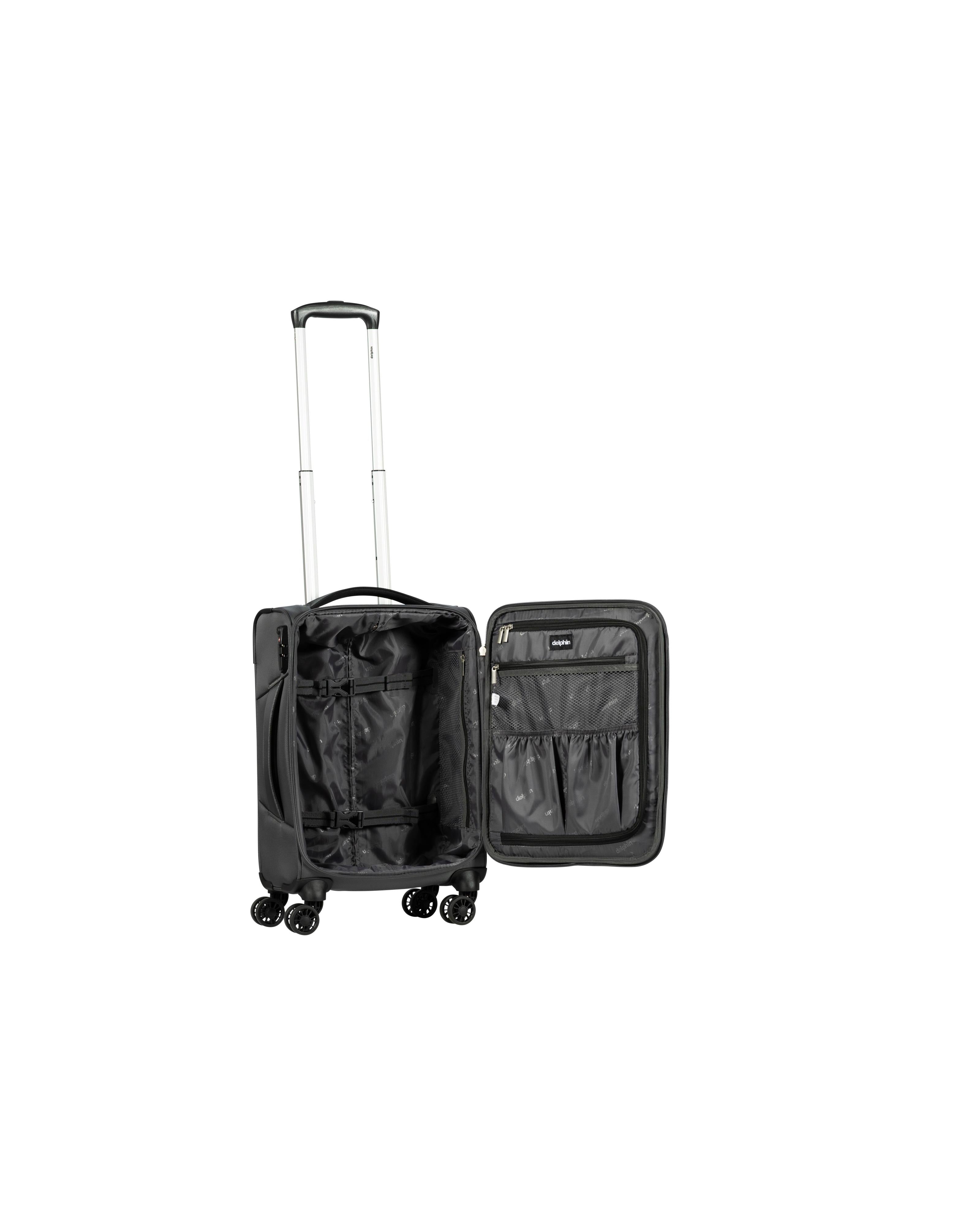 Delphin Caspian 2 Softside Carry-On Spinner Suitcase - 56cm - Grey Image 3