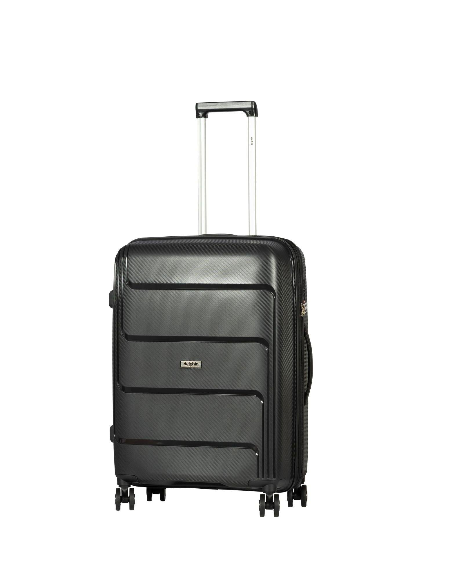 Delphin Verona Hardside 2-Piece Spinner Luggage Set - Large & Medium - Black Front Right Image 2
