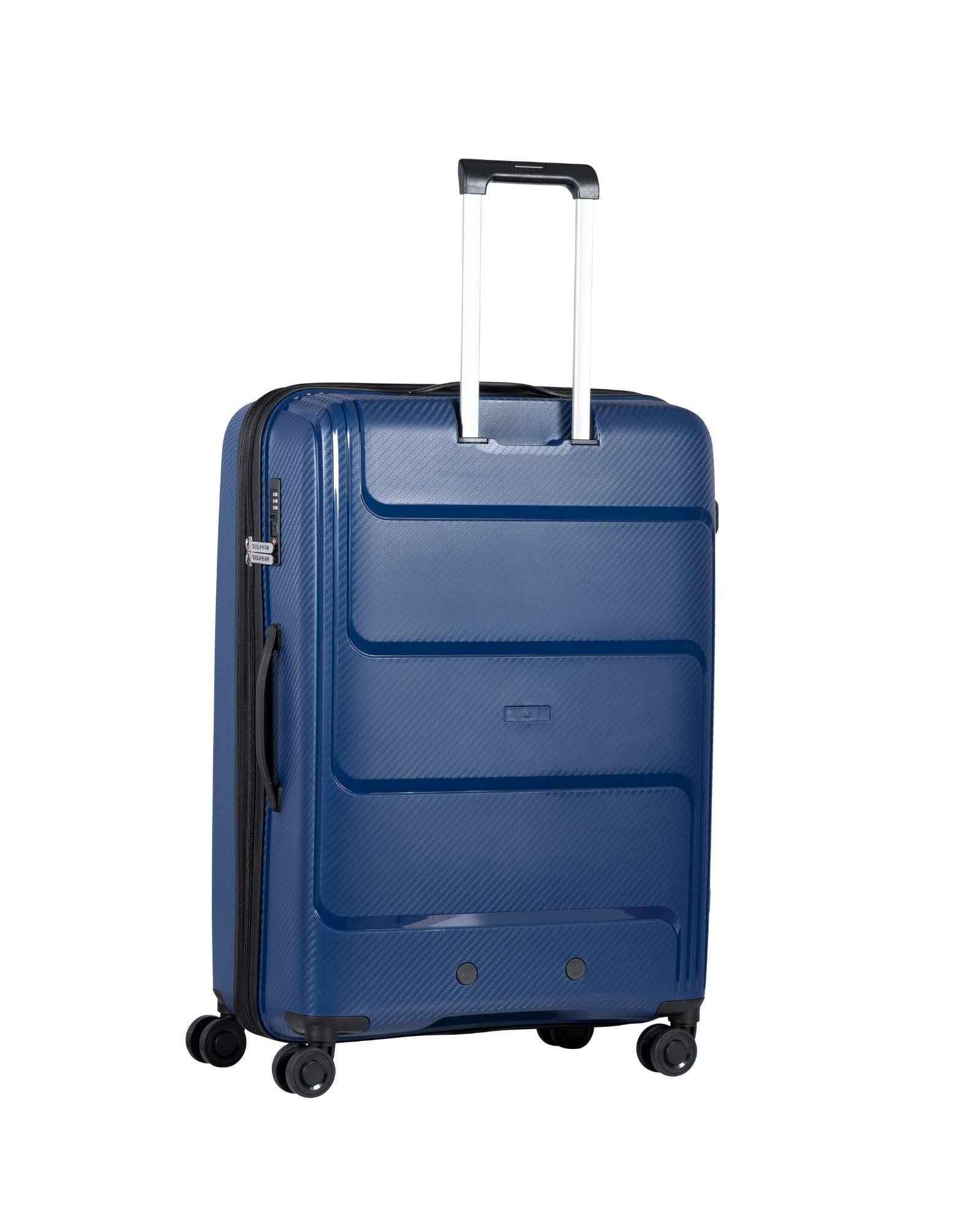 Delphin Verona Hardside 2-Piece Spinner Luggage Set - Large & Medium - Blue Back Left Image 6