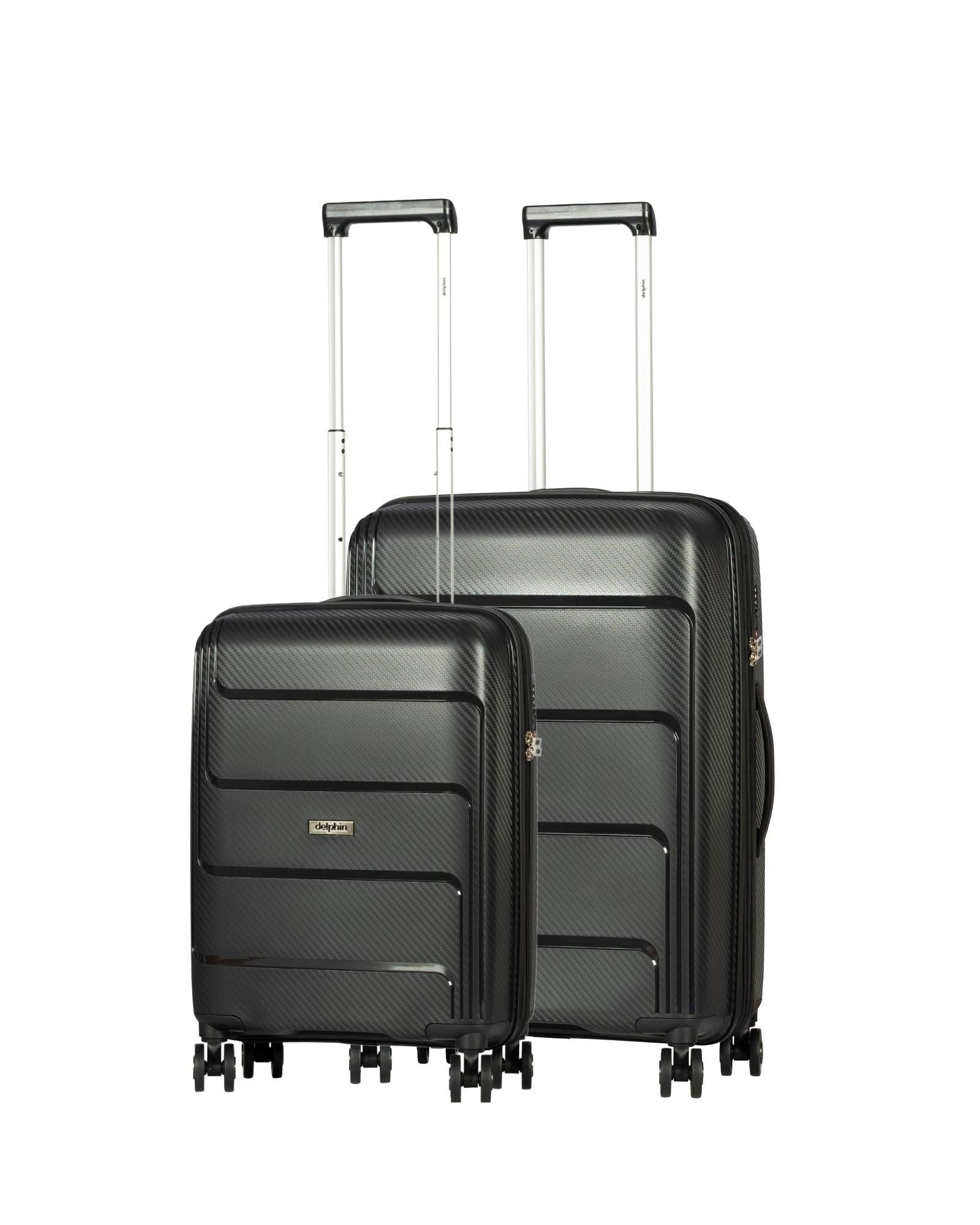 Delphin Verona Hardside 2-Piece Spinner Luggage Set - Medium & Carry-On - Black