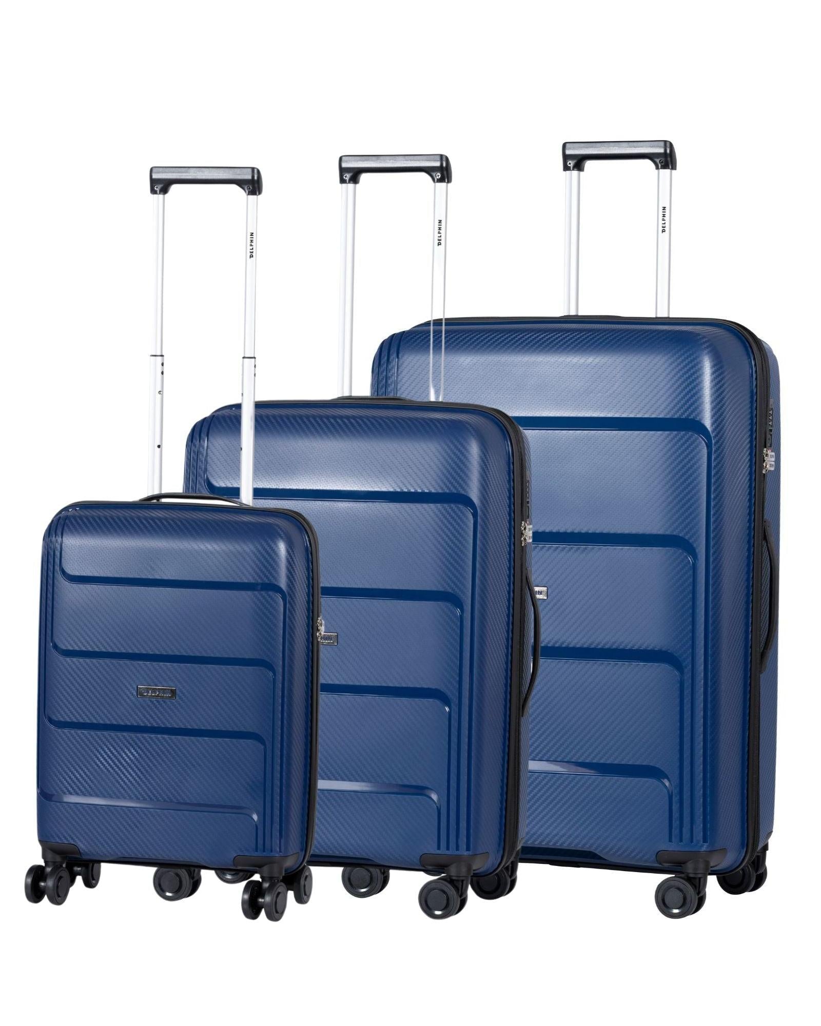 Delphin Verona Hardside 3-Piece Spinner Luggage Set - Blue Image 1