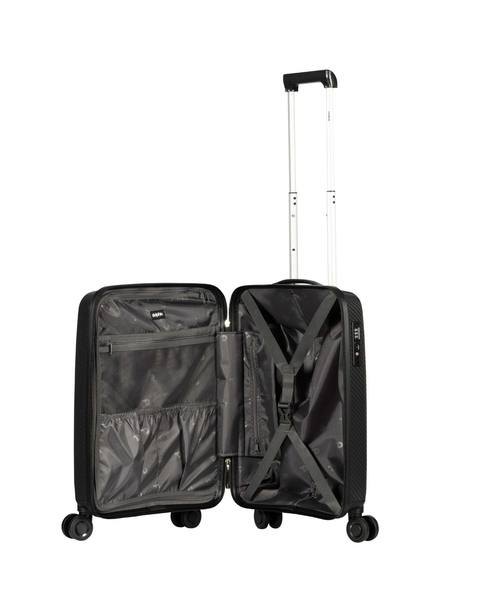 Delphin Verona Hardside Carry-On Spinner Suitcase - 55cm - Black