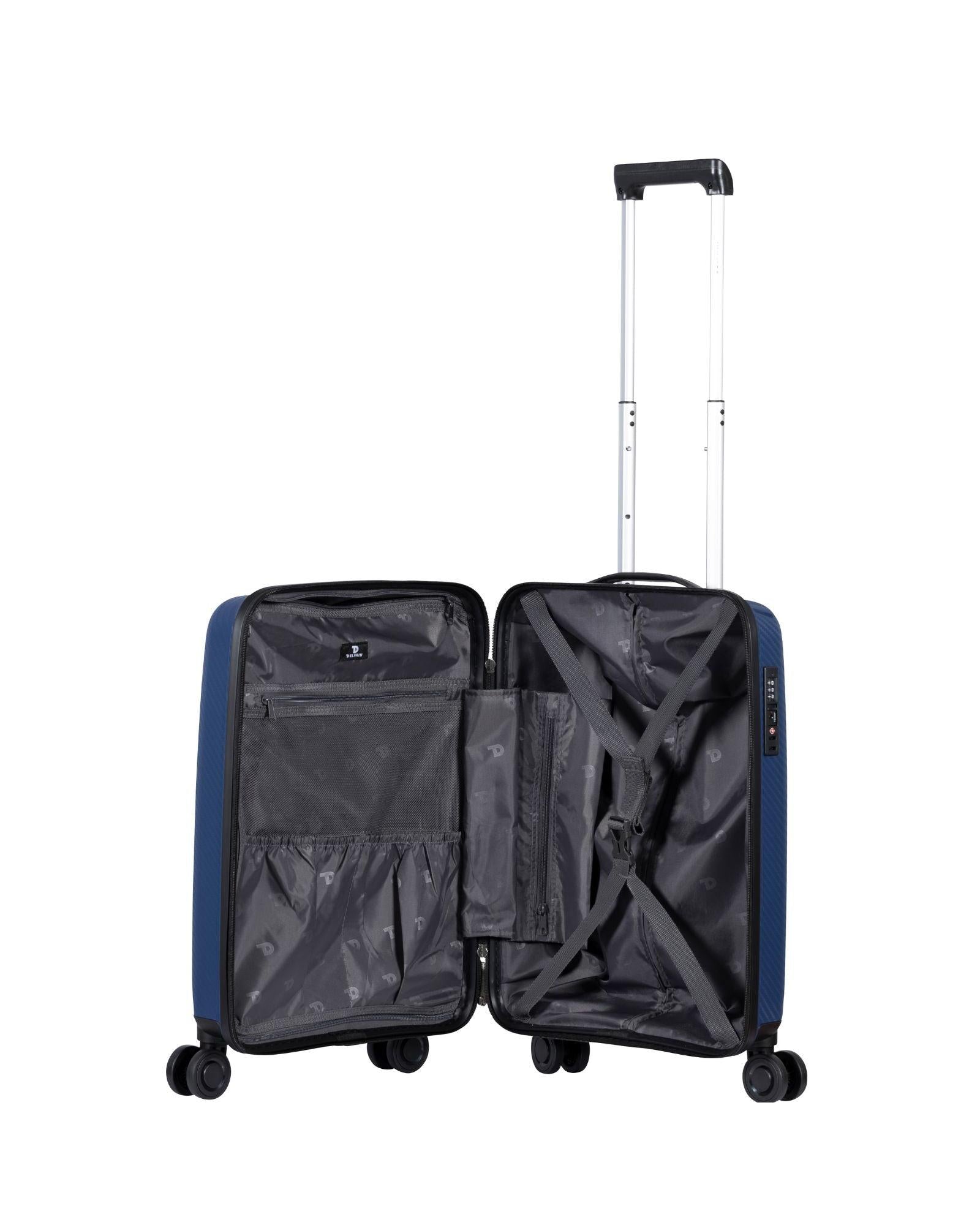 Delphin Verona Hardside Carry-On Spinner Suitcase - 55cm - Blue Interior Image 7