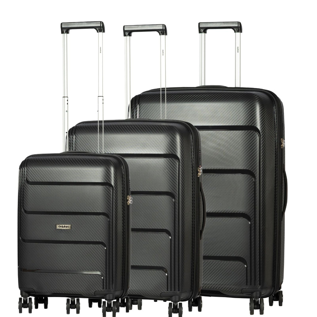 Delphin Verona Hardside 3-Piece Spinner Luggage Set - Black