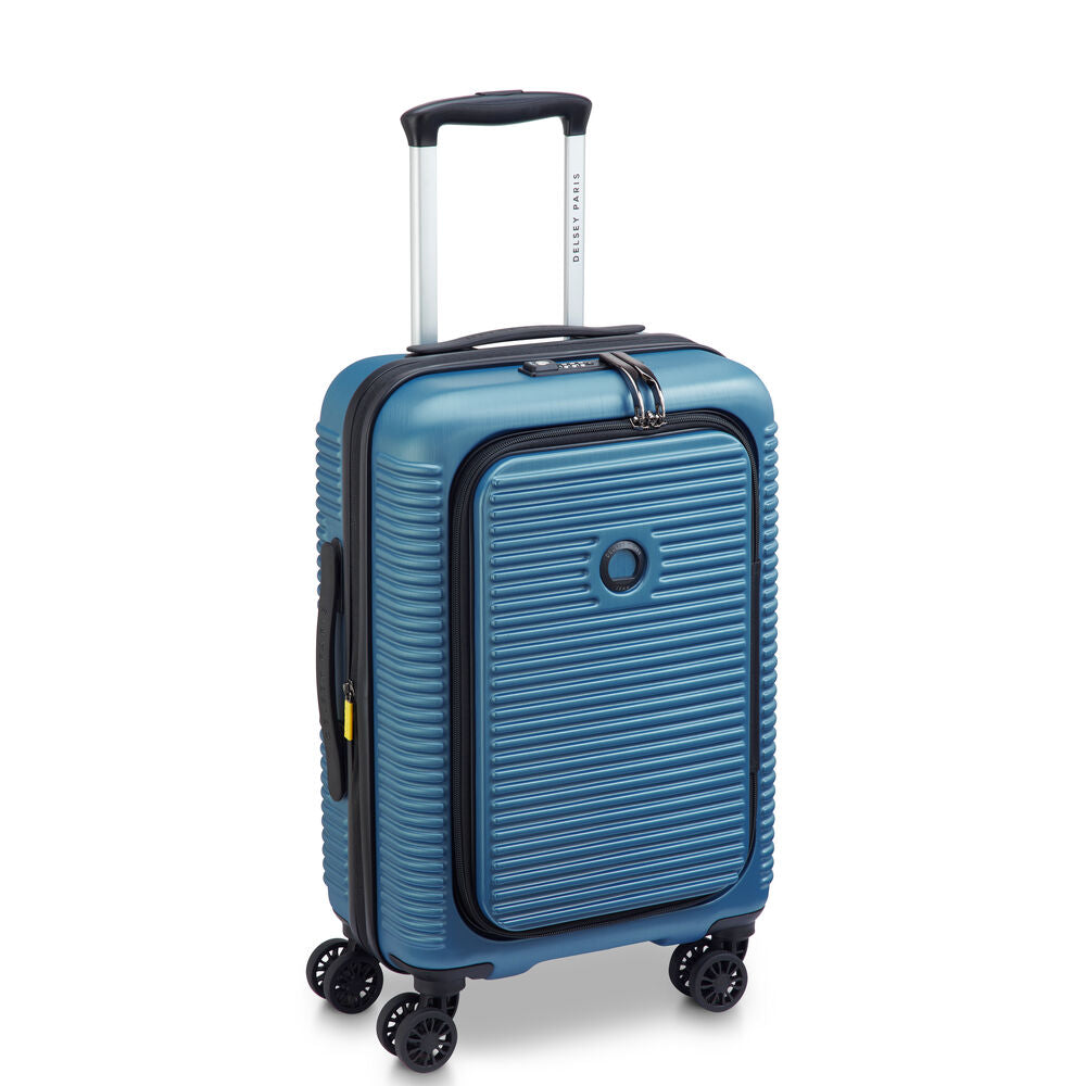 Delsey Freestyle Blue 55cm carry-on front-opening hardside suitcase