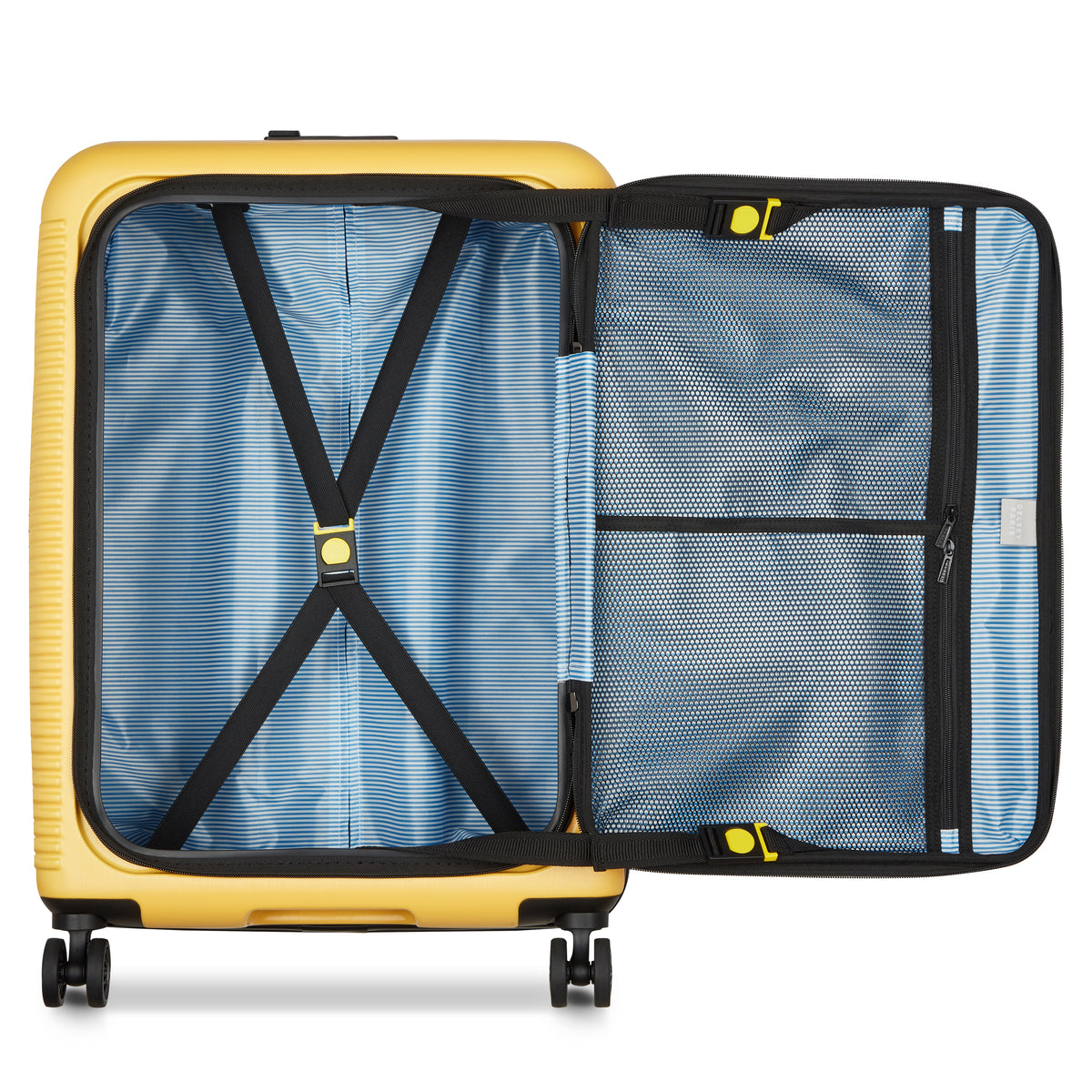 Delsey Freestyle Yellow suitcase Set front-opening Interior