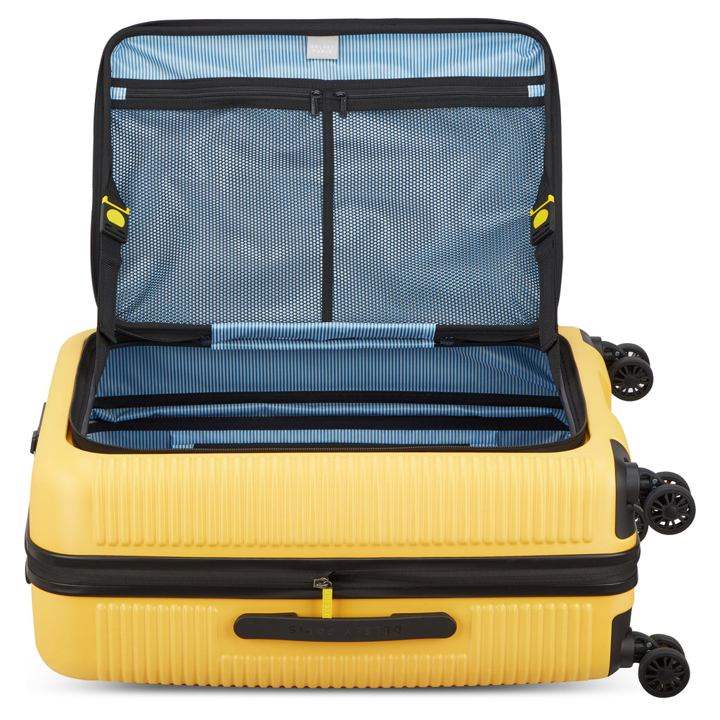 Delsey Freestyle Yellow suitcase Set front-opening easy access